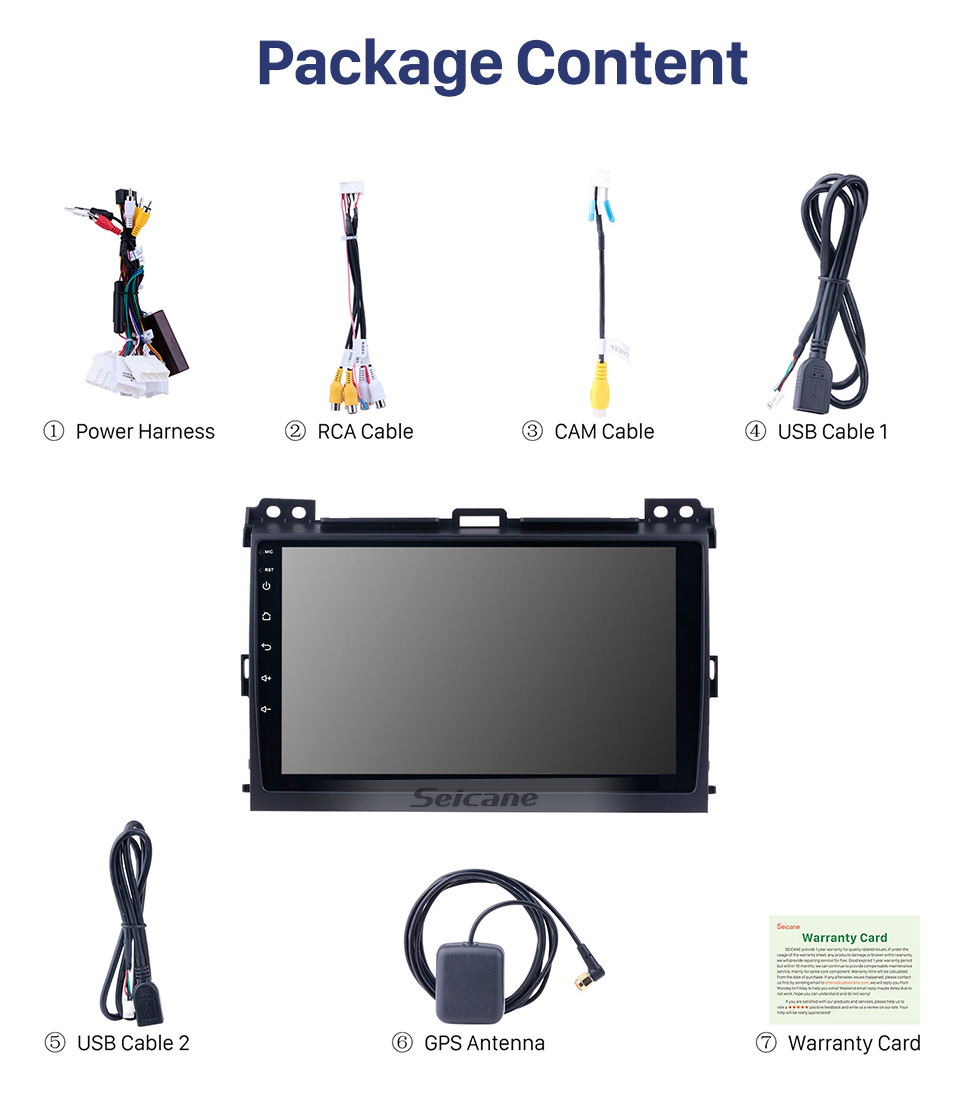 Seicane For 2002-2009 Toyota Prado Cruiser 120 Android 10.0 Autoradio DVD Navigation System with 3G WiFi Bluetooth OBD2 Rearview Camera HD 1024*600 Multi-touch Screen Seicane For 2002-2009 Toyota Prado Cruiser 120 Android 10.0 Autoradio DVD Navigation System with 3G WiFi Bluetooth OBD2 Rearview Camera HD 1024*600 Multi-touch Screen