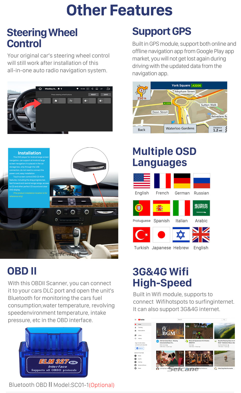 Seicane For 2002-2009 Toyota Prado Cruiser 120 Android 10.0 Autoradio DVD Navigation System with 3G WiFi Bluetooth OBD2 Rearview Camera HD 1024*600 Multi-touch Screen Seicane For 2002-2009 Toyota Prado Cruiser 120 Android 10.0 Autoradio DVD Navigation System with 3G WiFi Bluetooth OBD2 Rearview Camera HD 1024*600 Multi-touch Screen