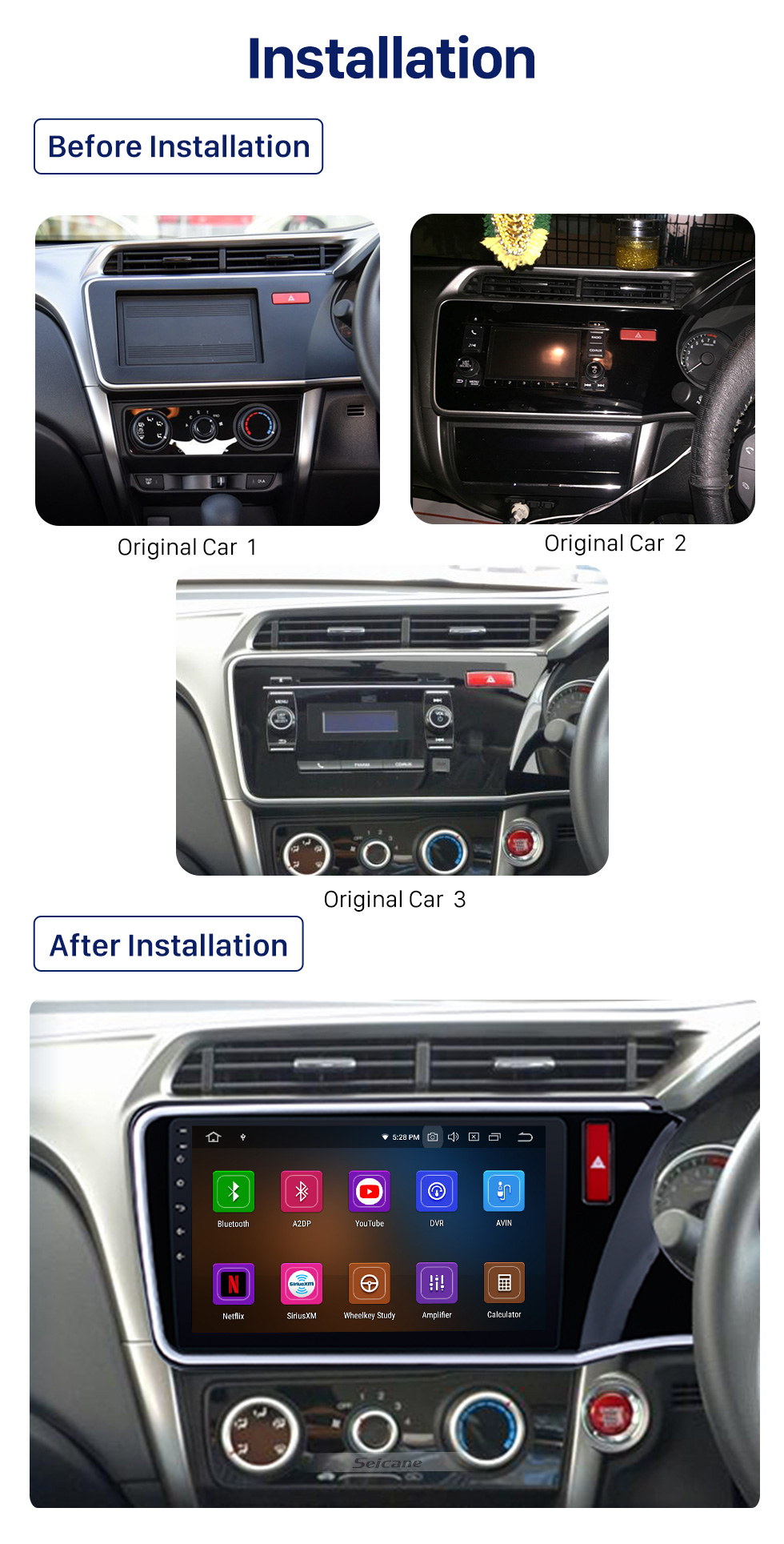 Seicane For 2014 2015 2016 2017 HONDA CITY RHD Radio replacement with Android 10.0 HD Touch Screen Bluetooth GPS Navigation System 3G OBD2 Steering Wheel Control Rearview Camera 1080P Video Seicane For 2014 2015 2016 2017 HONDA CITY RHD Radio replacement with Android 10.0 HD Touch Screen Bluetooth GPS Navigation System 3G OBD2 Steering Wheel Control Rearview Camera 1080P Video