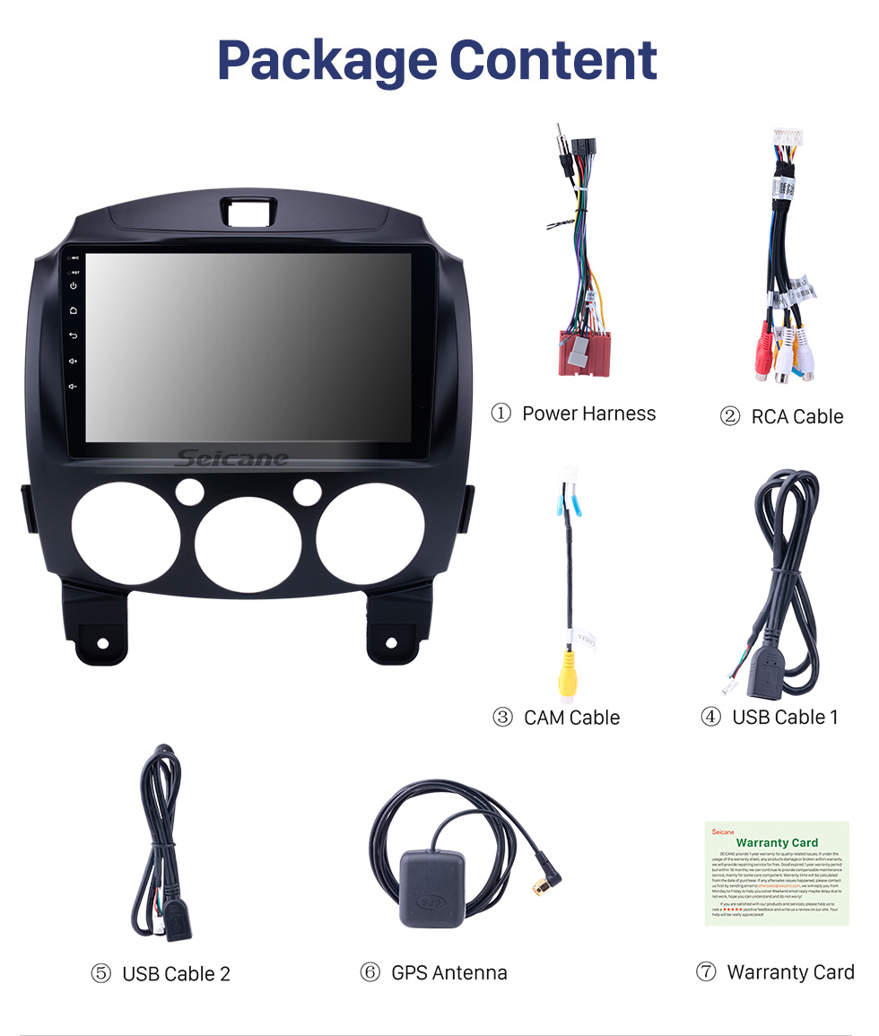 Seicane OEM HD Touchscreen GPS navigation system Android 10.0 for 2007-2014 Mazda 2 Support Radio Vedio Carplay Remote Control Bluetooth Seicane OEM HD Touchscreen GPS navigation system Android 10.0 for 2007-2014 Mazda 2 Support Radio Vedio Carplay Remote Control Bluetooth