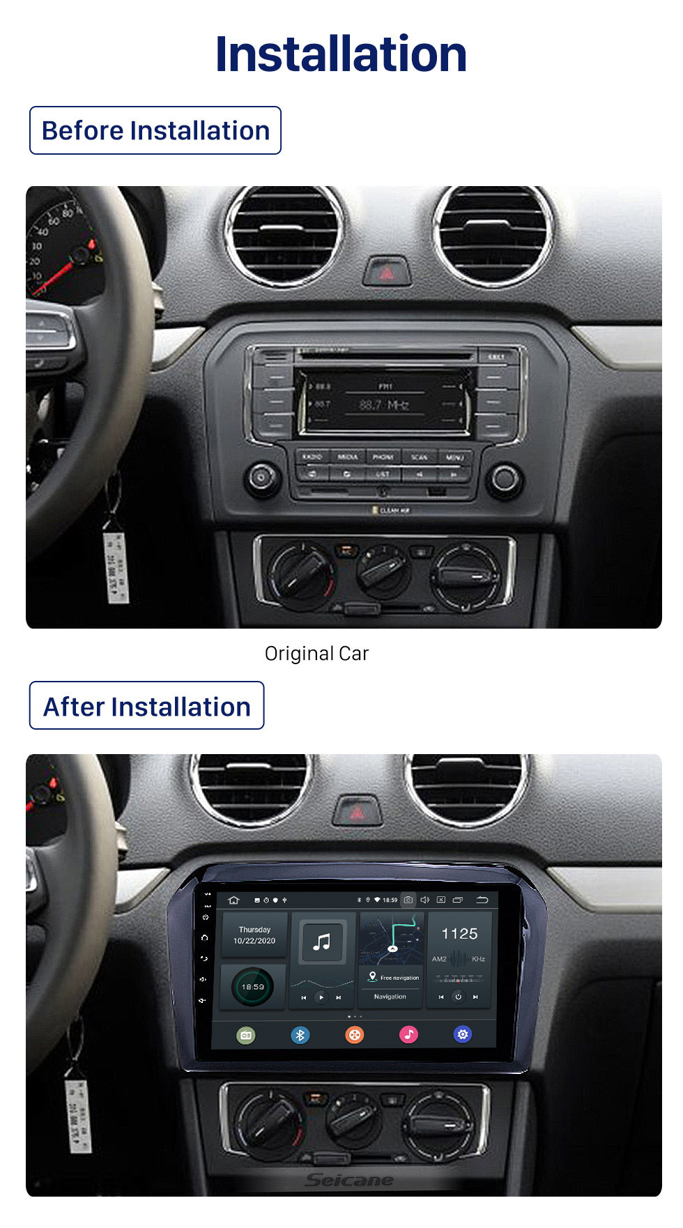 diseño Gran Barrera de Coral Torneado Radio de navegación GPS Android 10.0 de 9 pulgadas para 2013-2017 VW  Volkswagen Jetta con pantalla táctil HD Carplay AUX Bluetooth compatible  con 1080P