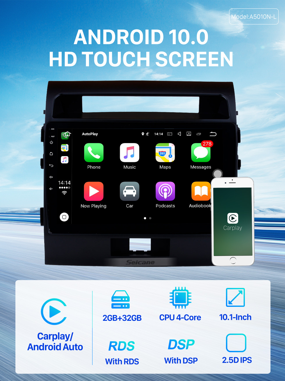 Seicane 10.1 inch 2007-2017 TOYOTA LAND CRUISER Android 10.0 HD TouchScreen Radio GPS Navigation System Bluetooth Support Car Stereo Music Mirror Link OBD2 3G/4G WiFi Video Backup Camera Seicane 10.1 inch 2007-2017 TOYOTA LAND CRUISER Android 10.0 HD TouchScreen Radio GPS Navigation System Bluetooth Support Car Stereo Music Mirror Link OBD2 3G/4G WiFi Video Backup Camera
