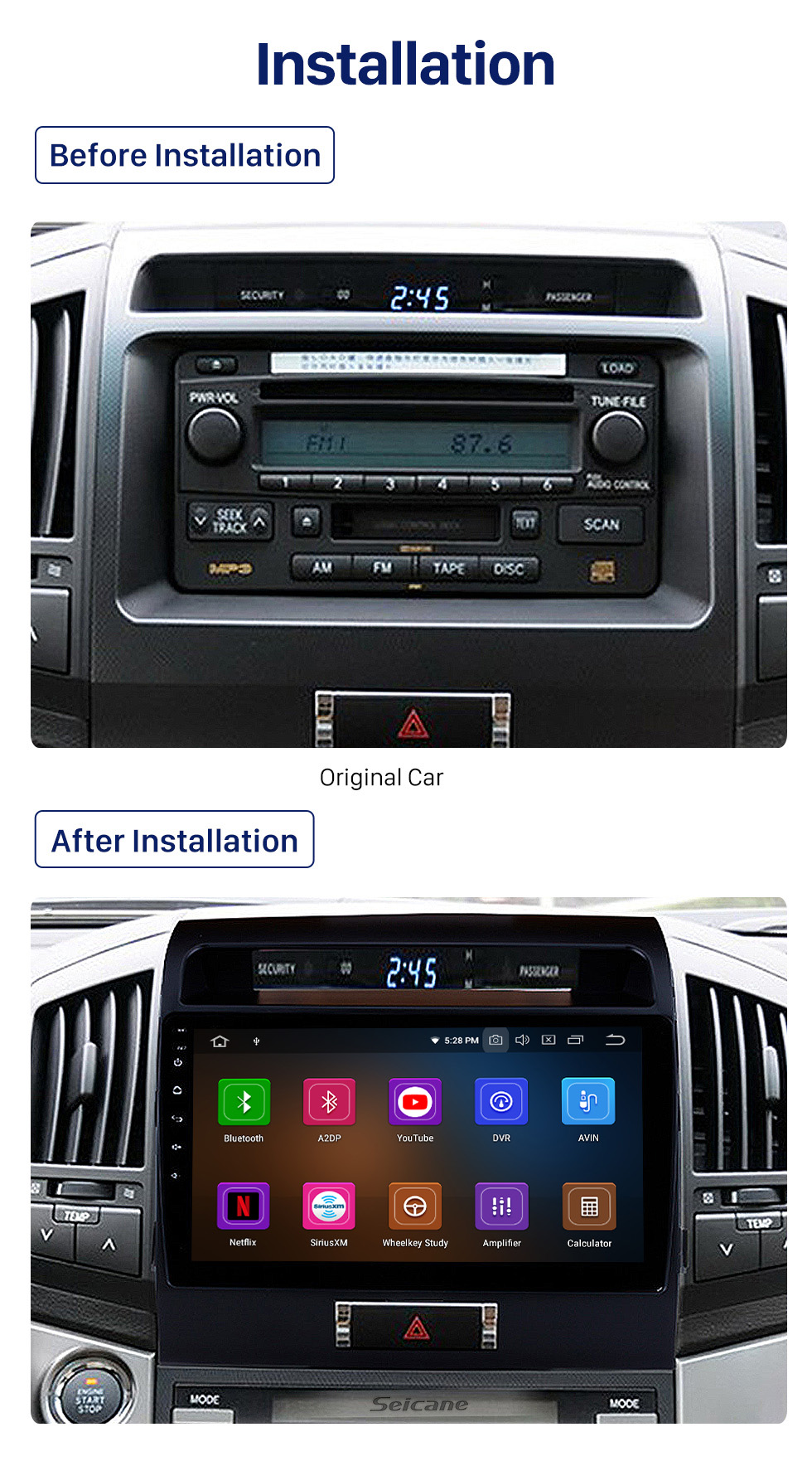 Seicane 10.1 inch 2007-2017 TOYOTA LAND CRUISER Android 10.0 HD TouchScreen Radio GPS Navigation System Bluetooth Support Car Stereo Music Mirror Link OBD2 3G/4G WiFi Video Backup Camera Seicane 10.1 inch 2007-2017 TOYOTA LAND CRUISER Android 10.0 HD TouchScreen Radio GPS Navigation System Bluetooth Support Car Stereo Music Mirror Link OBD2 3G/4G WiFi Video Backup Camera