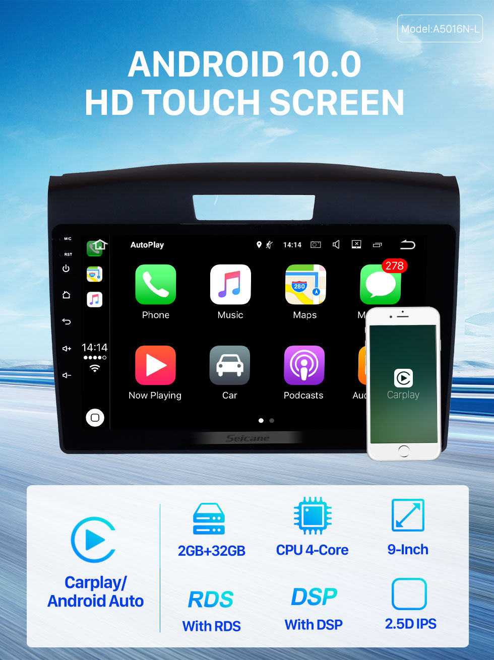 Seicane 9 inch 2011 2012 2013 2014 2015 Honda CRV Android 10.0 D Touchscreen Radio GPS Navigation System Support Bluetooth 3G/4G Wifi OBD2 DAB+ Backup camera Seicane 9 inch 2011 2012 2013 2014 2015 Honda CRV Android 10.0 D Touchscreen Radio GPS Navigation System Support Bluetooth 3G/4G Wifi OBD2 DAB+ Backup camera