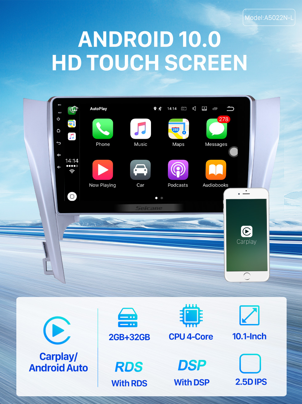 Seicane 10.1 inch Android 10.0 2012 2013 2014 2015 Toyota Camry HD Touchscreen Bluetooth GPS Navigation Radio Steering Wheel Control support DVR 3G/4G WIFI USB Carplayer DVD Player Seicane 10.1 inch Android 10.0 2012 2013 2014 2015 Toyota Camry HD Touchscreen Bluetooth GPS Navigation Radio Steering Wheel Control support DVR 3G/4G WIFI USB Carplayer DVD Player