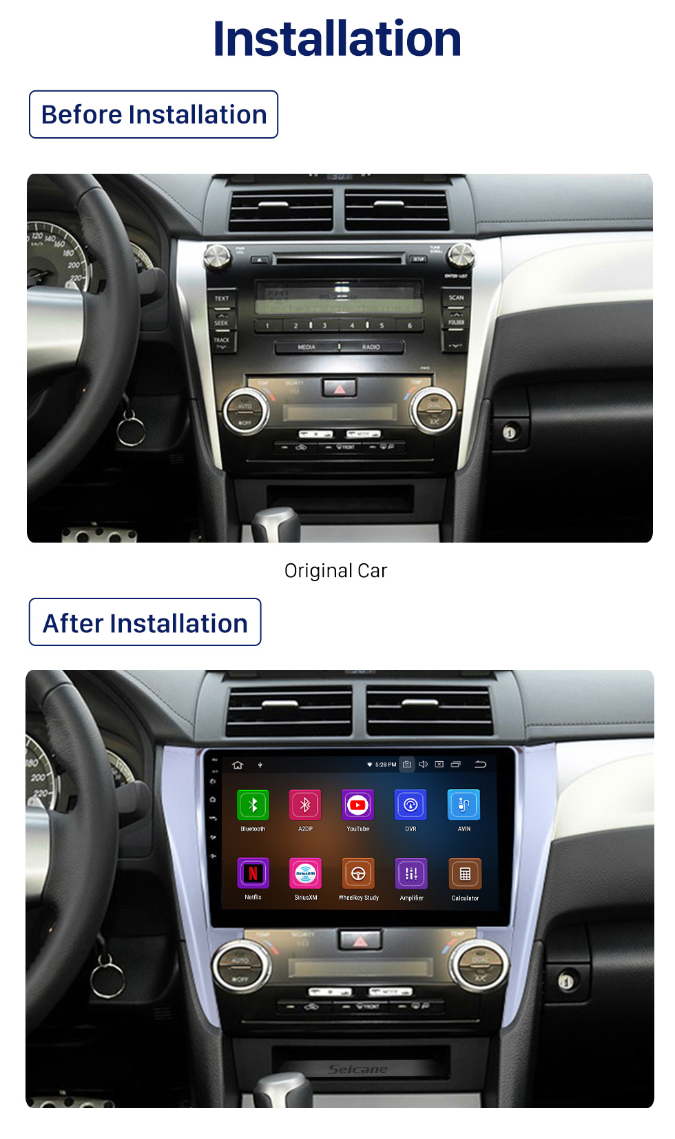 Seicane 10.1 inch Android 10.0 2012 2013 2014 2015 Toyota Camry HD Touchscreen Bluetooth GPS Navigation Radio Steering Wheel Control support DVR 3G/4G WIFI USB Carplayer DVD Player Seicane 10.1 inch Android 10.0 2012 2013 2014 2015 Toyota Camry HD Touchscreen Bluetooth GPS Navigation Radio Steering Wheel Control support DVR 3G/4G WIFI USB Carplayer DVD Player