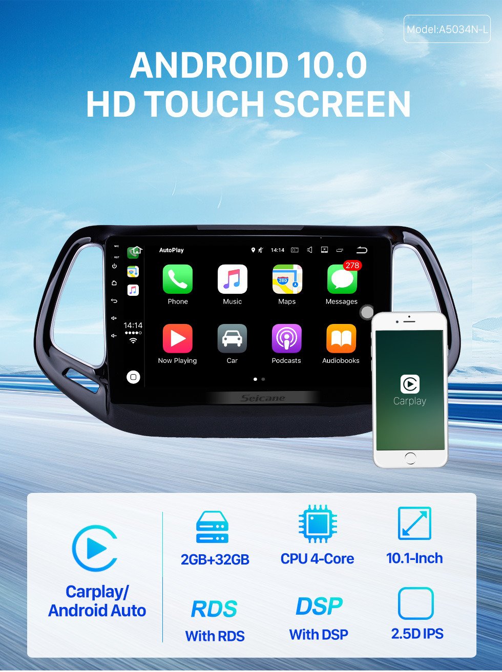 Seicane Android 10.0 GPS-Navigationssystem für 2017 Jeep Kompass 10,1 Zoll HD Touchscreen Multimedia Radio Bluetooth MP5 Musik Spiegel-Verbindung Wlan USB Unterstützung 4G Carplay SWC OBD2 Rückansicht Seicane Android 10.0 GPS-Navigationssystem für 2017 Jeep Kompass 10,1 Zoll HD Touchscreen Multimedia Radio Bluetooth MP5 Musik Spiegel-Verbindung Wlan USB Unterstützung 4G Carplay SWC OBD2 Rückansicht