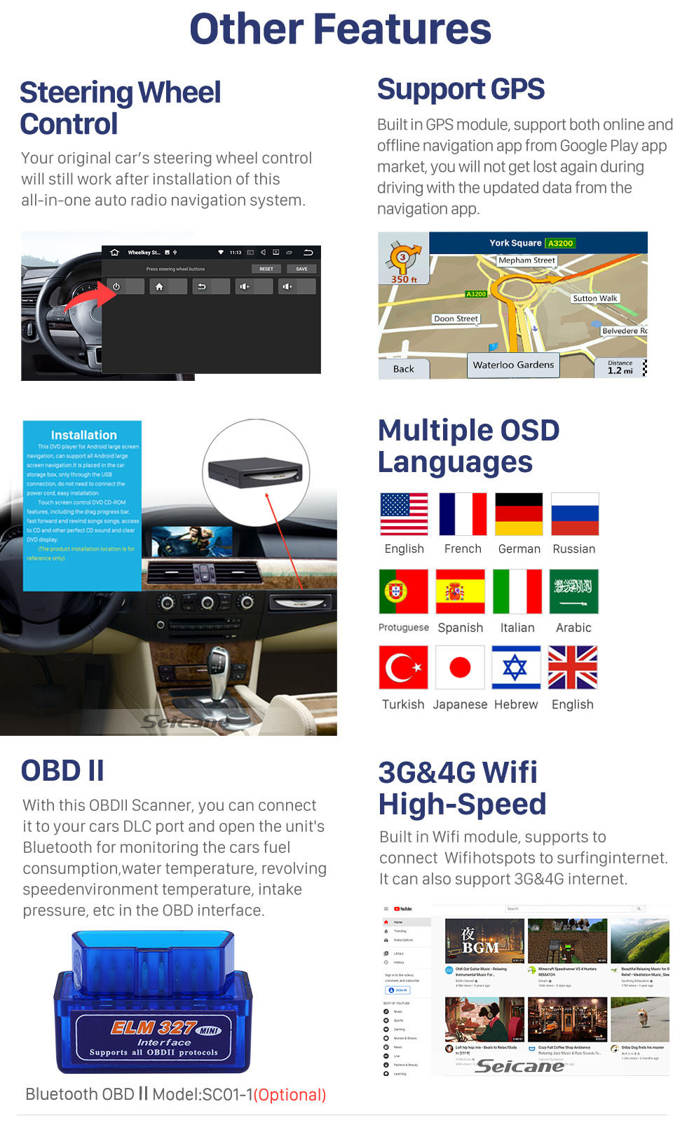 Seicane 9 inch Android 10.0 HD 1024*600 Touch Screen Radio GPS Car A/V System for 2009-2013 Toyota Prius Left hand driver Bluetooth Music 4G WiFi OBD2 Rearview Camera DVD player Steering Wheel Control AUX DVR USB Seicane 9 inch Android 10.0 HD 1024*600 Touch Screen Radio GPS Car A/V System for 2009-2013 Toyota Prius Left hand driver Bluetooth Music 4G WiFi OBD2 Rearview Camera DVD player Steering Wheel Control AUX DVR USB