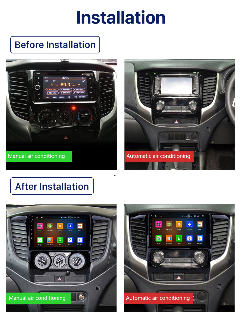 Seicane 9 inch Android 10.0 2015 Mitsubishi TRITON Manual A/C 1024*600 Touchscreen Radio with GPS Navi USB FM Bluetooth WIFI support RDS Carplay 4G DVD Player Seicane 9 inch Android 10.0 2015 Mitsubishi TRITON Manual A/C 1024*600 Touchscreen Radio with GPS Navi USB FM Bluetooth WIFI support RDS Carplay 4G DVD Player