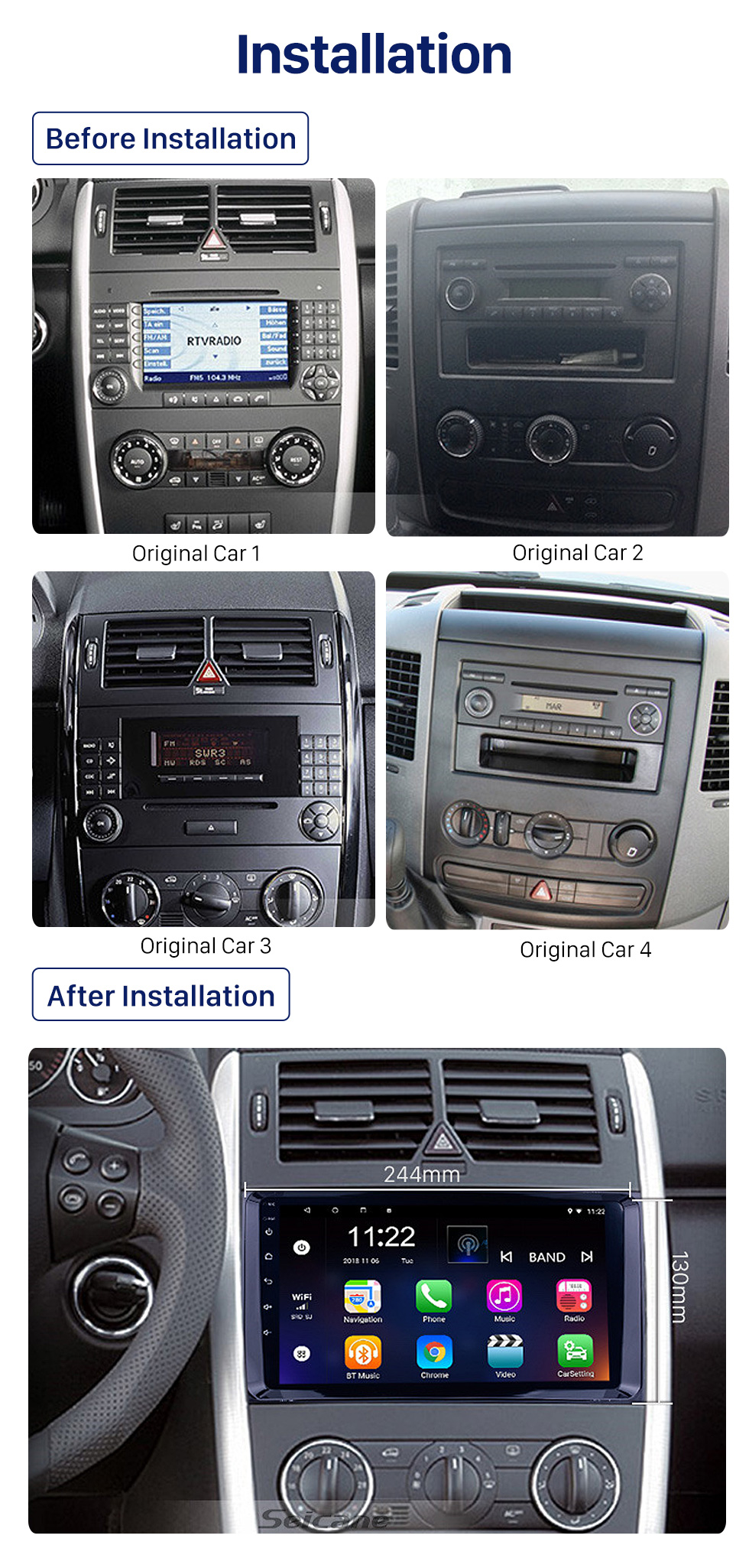 Seicane 9 inch 1024*600 touchscreen Radio for 2006-2012 Mercedes Benz Sprinter 211 CDI 309 CDI 311 CDI 509 CDI Benz A-class W169 A150 A170 Benz B-class W245 B170 B200 Benz Viano Vito W639 Benz W315 W318 Android 10.0 In Das Seicane 9 inch 1024*600 touchscreen Radio for 2006-2012 Mercedes Benz Sprinter 211 CDI 309 CDI 311 CDI 509 CDI Benz A-class W169 A150 A170 Benz B-class W245 B170 B200 Benz Viano Vito W639 Benz W315 W318 Android 10.0 In Das