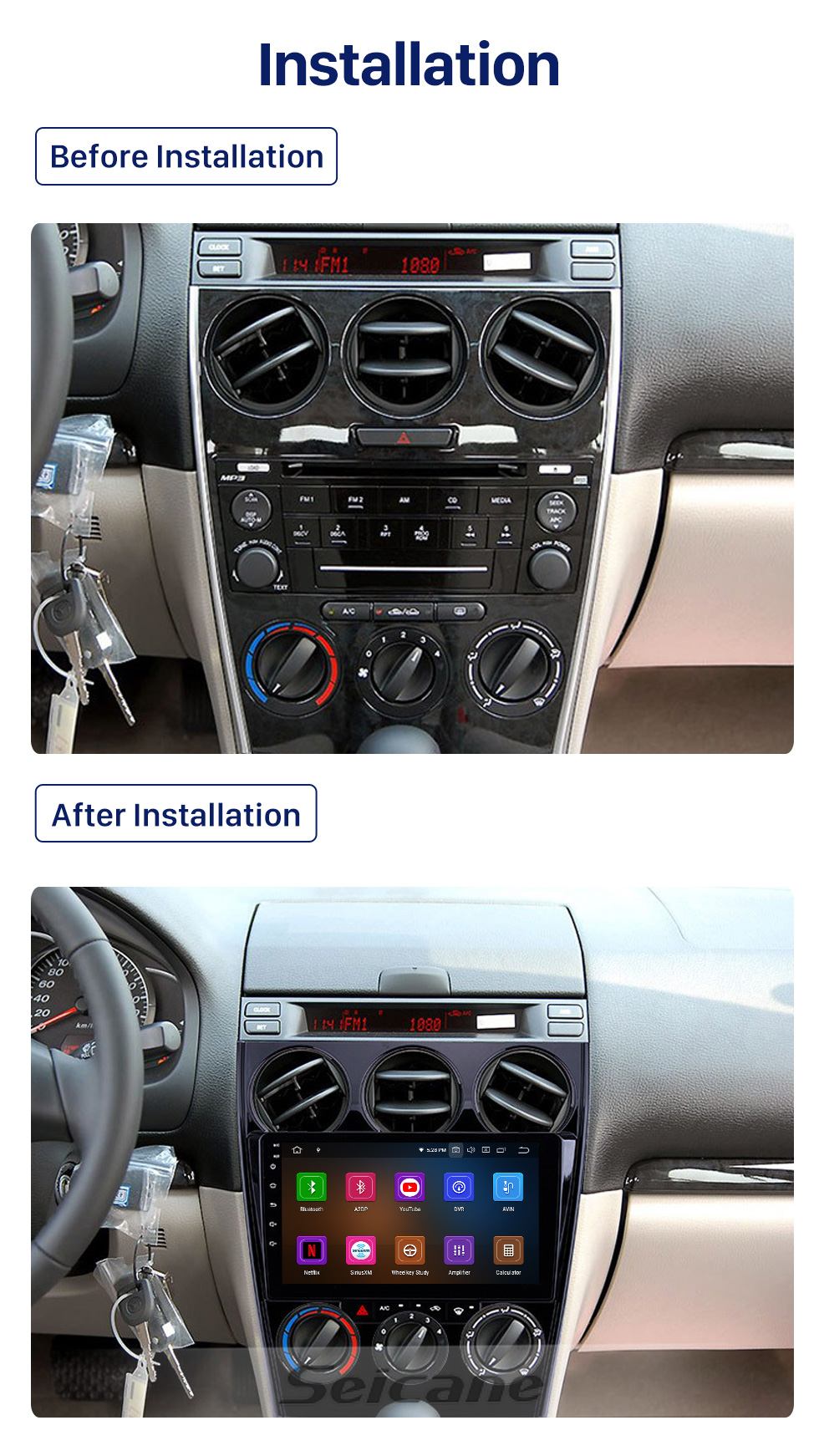 Seicane Android 10.0 9 polegada 2002-2008 Velho Mazda 6 HD Touchscreen Bluetooth Rádio Navegação GPS Carplay suporte DVD Player 1080 P TV Digital SWC 4G WIFI DVR Seicane Android 10.0 9 polegada 2002-2008 Velho Mazda 6 HD Touchscreen Bluetooth Rádio Navegação GPS Carplay suporte DVD Player 1080 P TV Digital SWC 4G WIFI DVR
