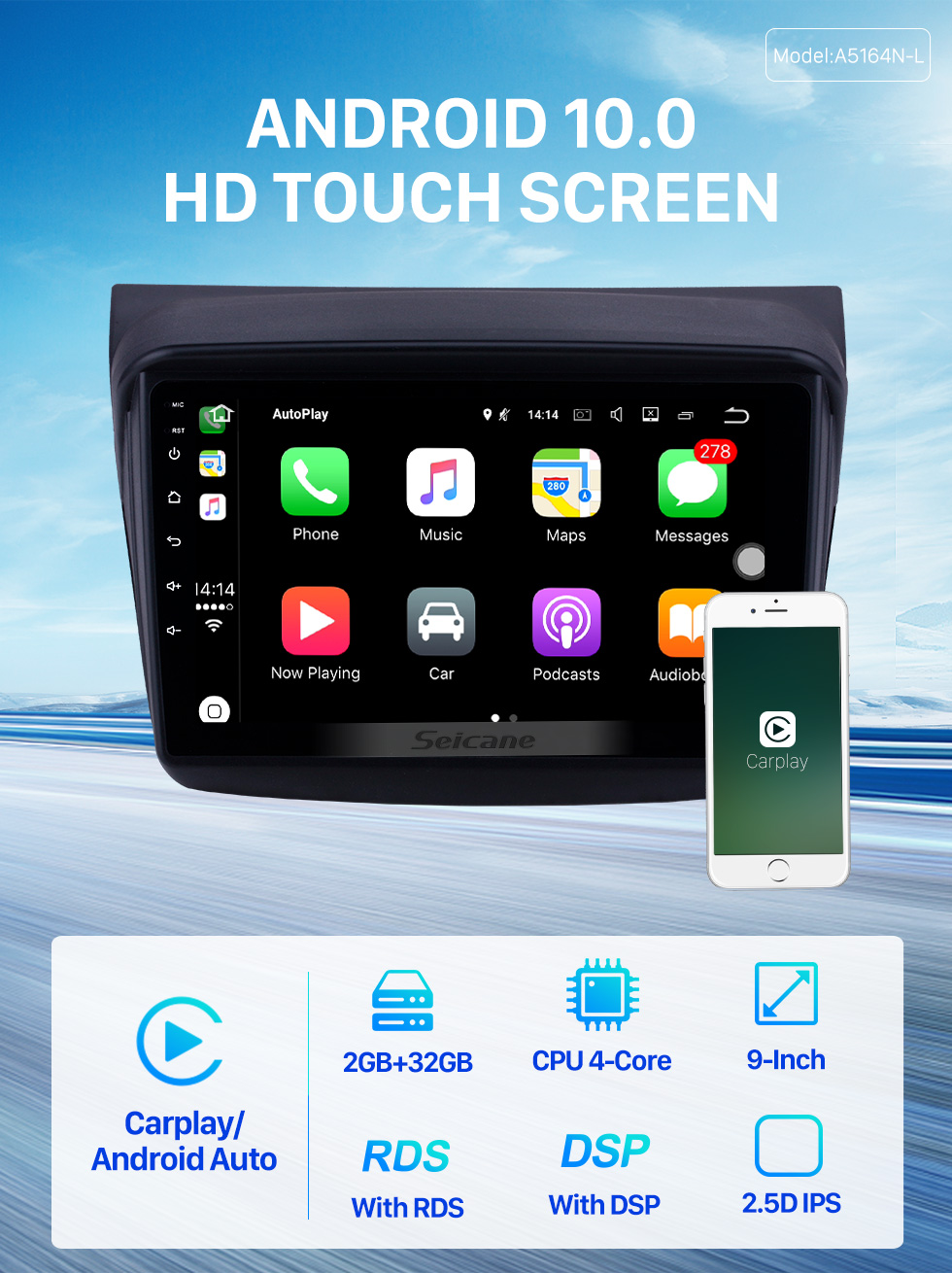 Seicane 2010 MITSUBISHI PAJERO Sport/L200/2006+ Triton/2008+ PAJERO Sport2 Montero Sport/2010+ Pajero Dakar/2008+ Challenger Android 10.0 9 inch GPS Navigation Radio Bluetooth HD Touchscreen USB Carplay Music AUX support TPMS OBD2 Digital TV Seicane 2010 MITSUBISHI PAJERO Sport/L200/2006+ Triton/2008+ PAJERO Sport2 Montero Sport/2010+ Pajero Dakar/2008+ Challenger Android 10.0 9 inch GPS Navigation Radio Bluetooth HD Touchscreen USB Carplay Music AUX support TPMS OBD2 Digital TV