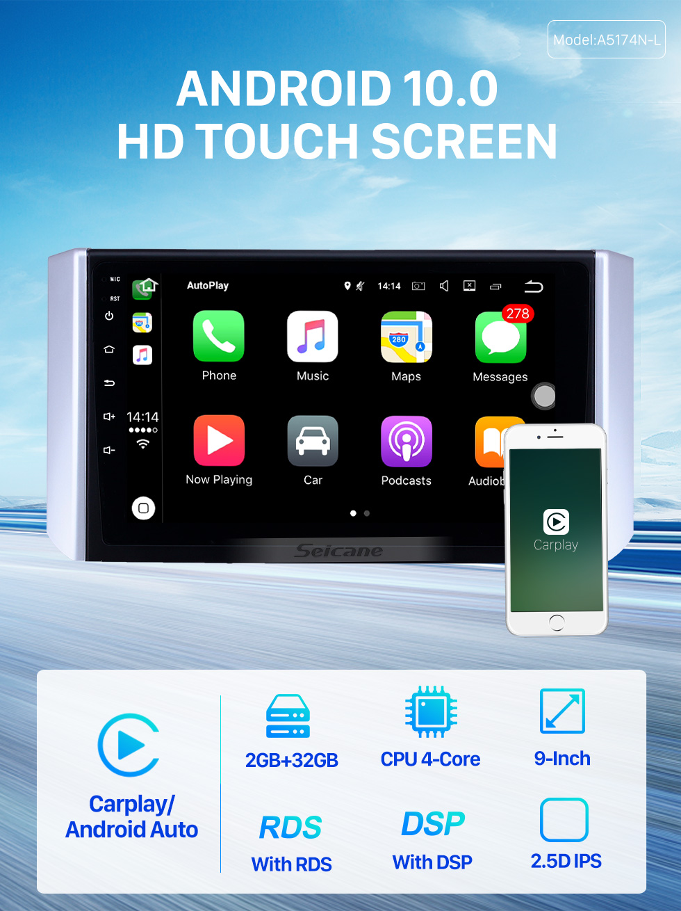 Seicane 2017-2018 Mitsubishi Xpander Android 10.0 9 inch GPS Navigation Radio Bluetooth HD Touchscreen USB Carplay Music AUX support TPMS OBD2 Digital TV