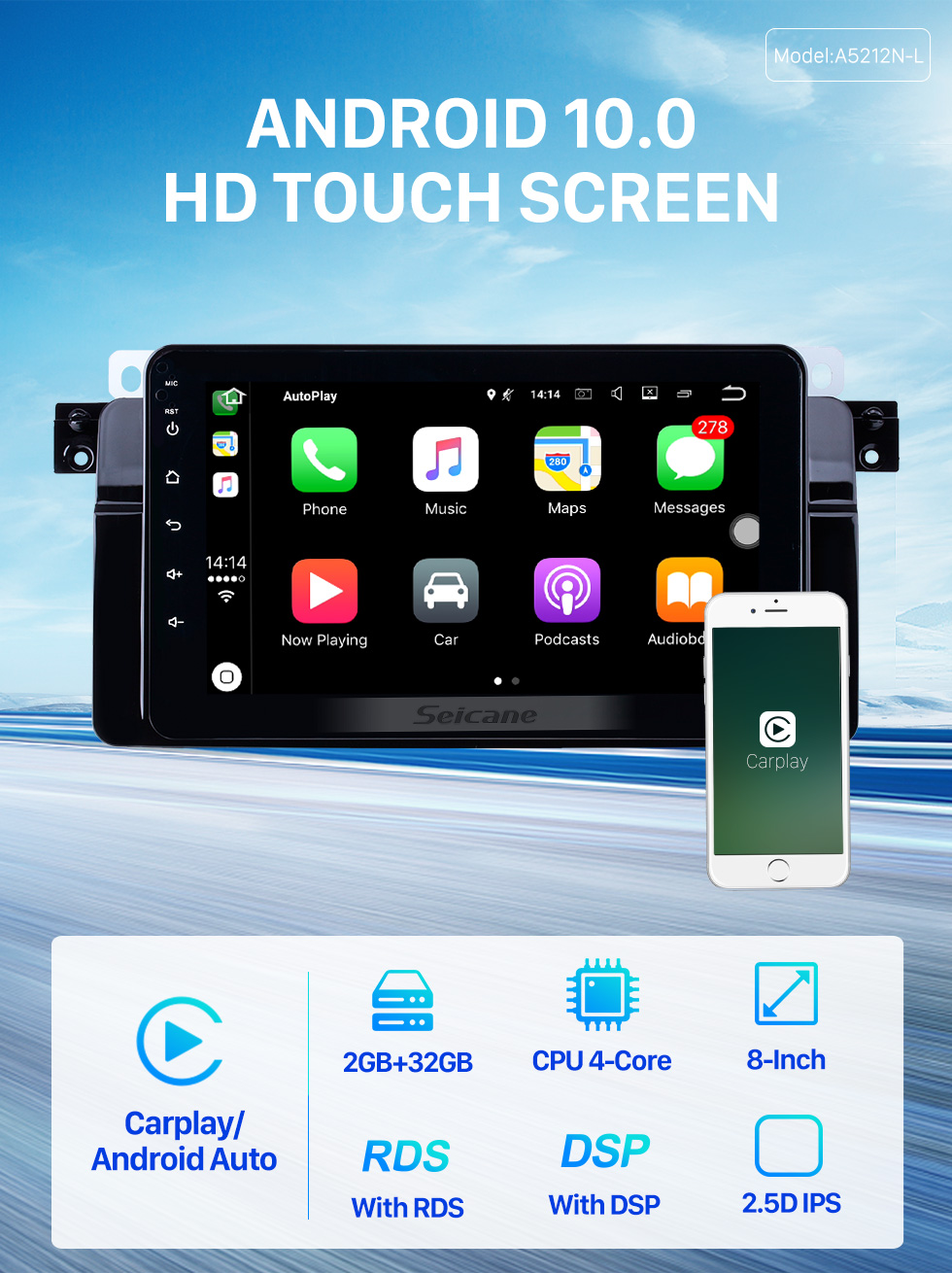 Seicane 8 inch Android 10.0 GPS Navigation Radio for 1998-2006 BMW 3 Series E46 M3 2001-2004 MG ZT 1999-2004 Rover 75 with HD Touchscreen Carplay Bluetooth support SWC DVR Seicane 8 inch Android 10.0 GPS Navigation Radio for 1998-2006 BMW 3 Series E46 M3 2001-2004 MG ZT 1999-2004 Rover 75 with HD Touchscreen Carplay Bluetooth support SWC DVR