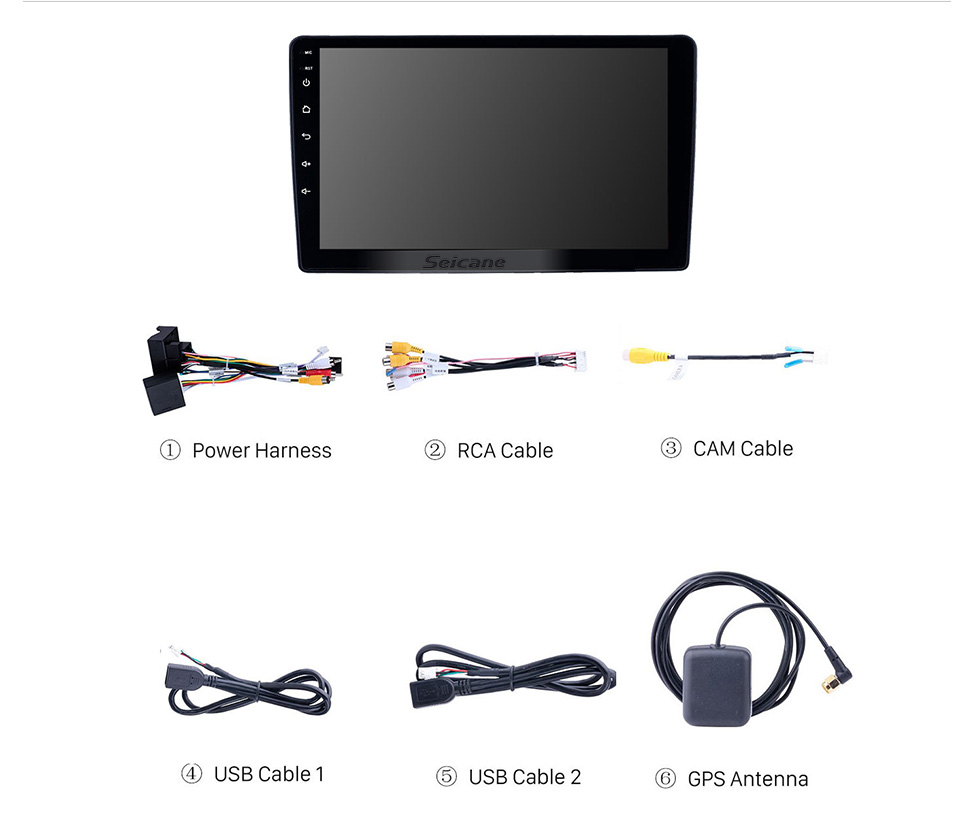 Seicane OEM 9 inch Android 10.0 Radio for 2001-2008 Peugeot 307 Bluetooth HD Touchscreen GPS Navigation AUX USB support Carplay DVR OBD Rearview camera