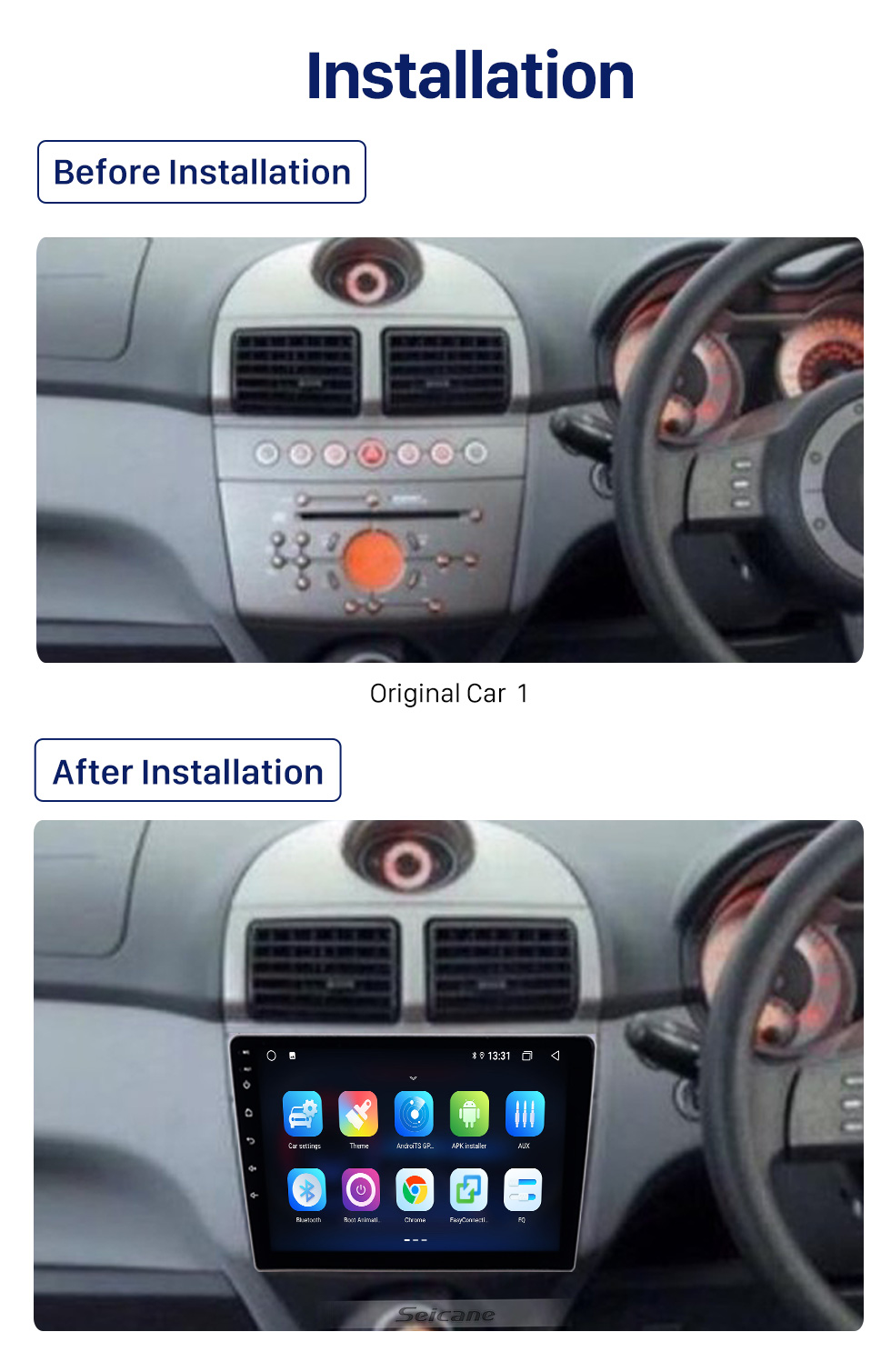 Seicane OEM 9 pouces Android 10.0 Radio pour 2004 TOYOTA VIOS Bluetooth HD Écran tactile Navigation GPS AUX USB Prise en charge Carplay DVR OBD Caméra de recul