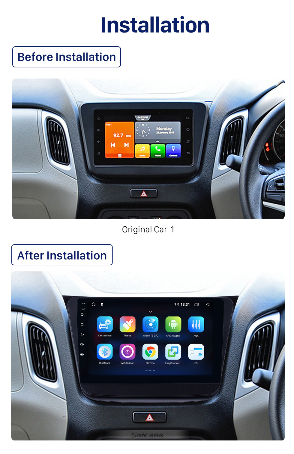 Seicane OEM 9 inch Android 10.0 Radio for 2019 Suzuki WAGON-R Bluetooth HD Touchscreen GPS Navigation AUX USB support Carplay DVR OBD Rearview camera