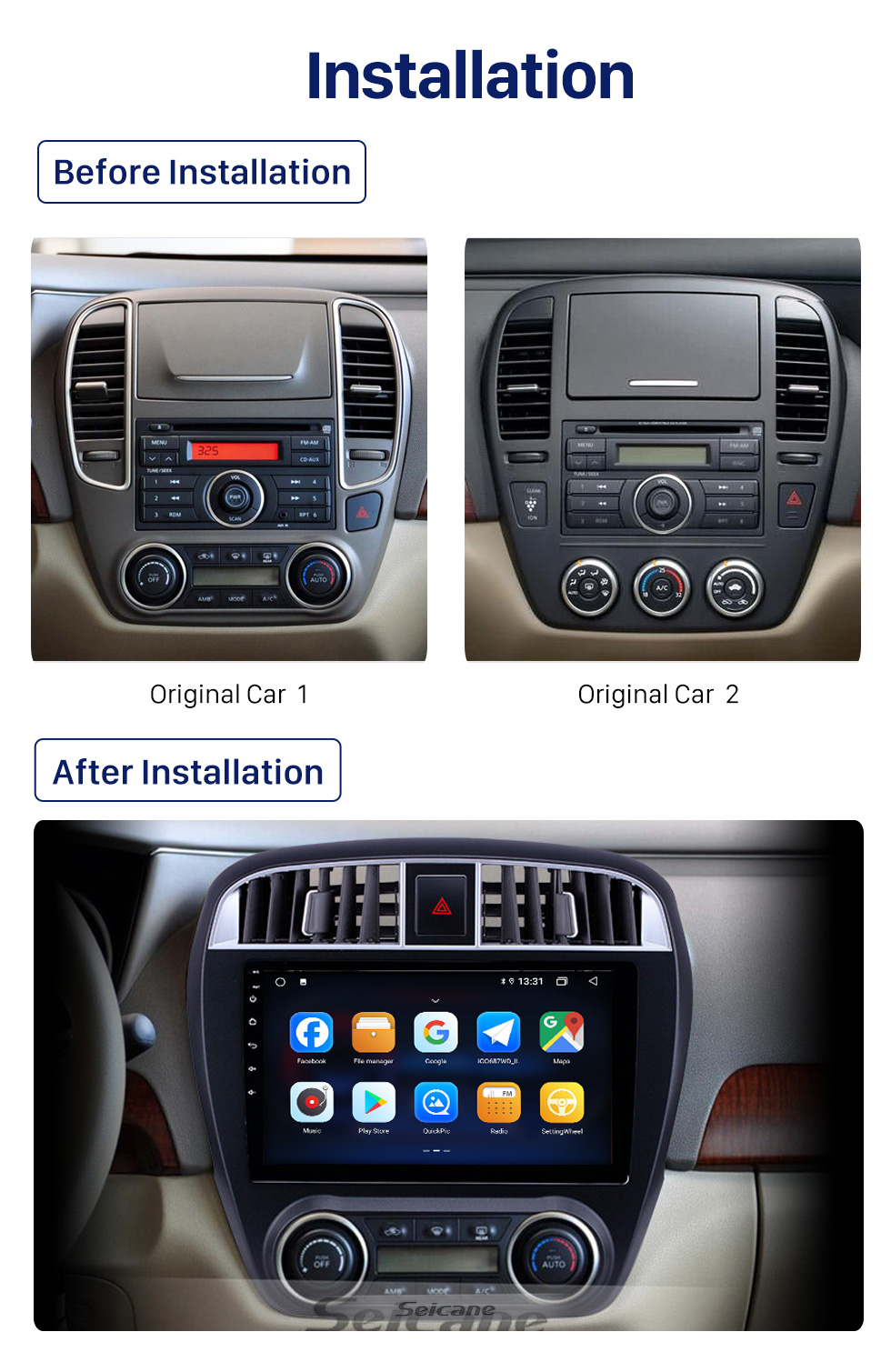 Seicane OEM 10,1 Zoll Android 10.0 für 2015 Nissan Patrol Radio GPS-Navigationssystem mit HD-Touchscreen Bluetooth-Unterstützung Carplay OBD2 DVR TPMS