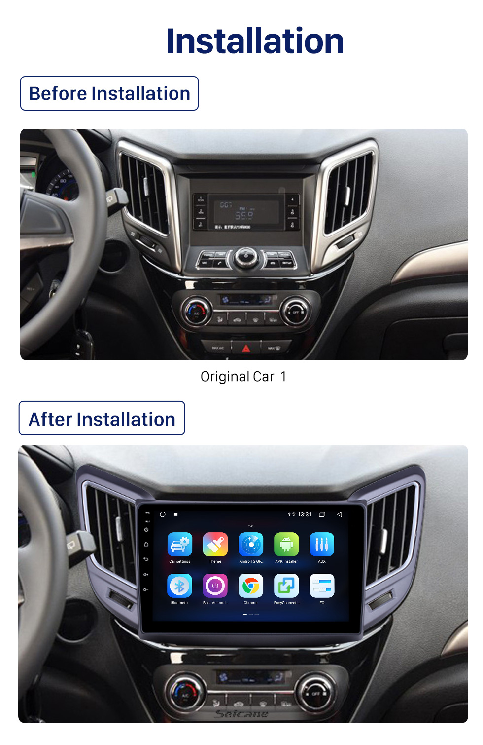 Seicane 10,1 pouces Android 10.0 Radio de navigation GPS pour Chevrolet Equinox 2016-2018 avec écran tactile HD Prise en charge Bluetooth USB Carplay TPMS DVR