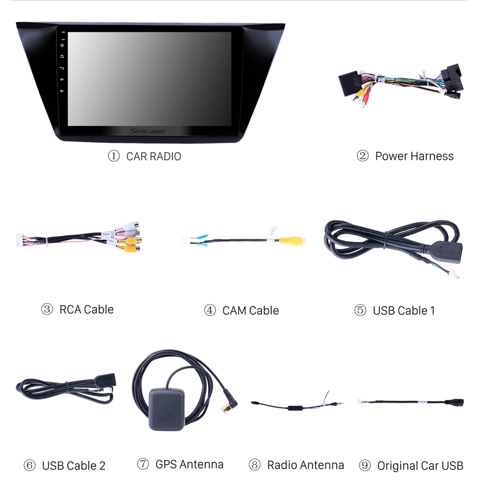 Seicane Radio de navegación GPS con pantalla táctil Android 10.0 HD de 10.1 pulgadas para Volkswagen Teramont 2017-2018 con soporte Bluetooth USB AUX Carplay TPMS