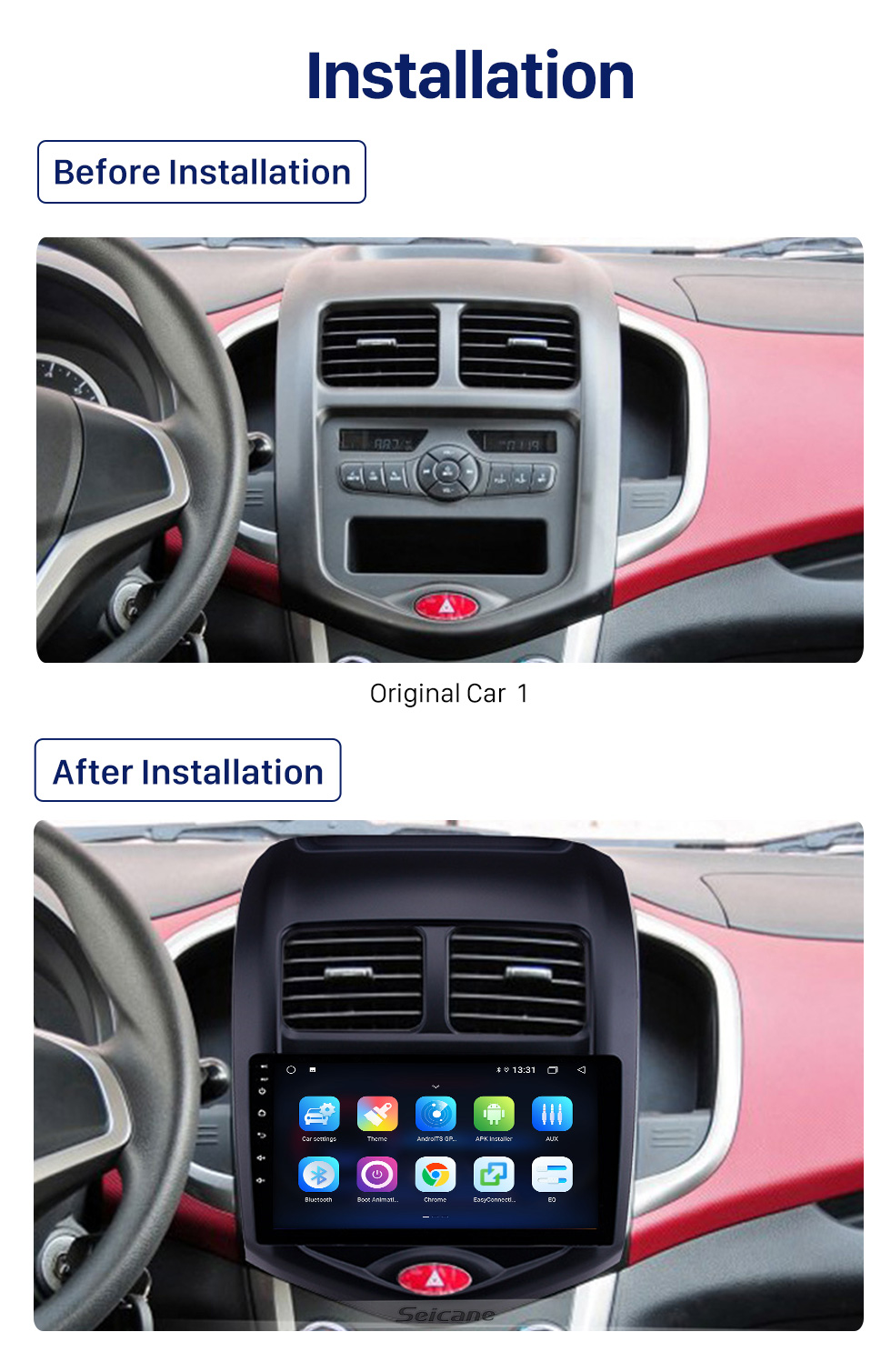 Seicane Rádio de navegação GPS com tela sensível ao toque OEM de 9 polegadas Android 10.0 para 2015-2018 chevy Chevrolet Spark Beat Daewoo Martiz com suporte para Bluetooth Carplay SWC DAB +