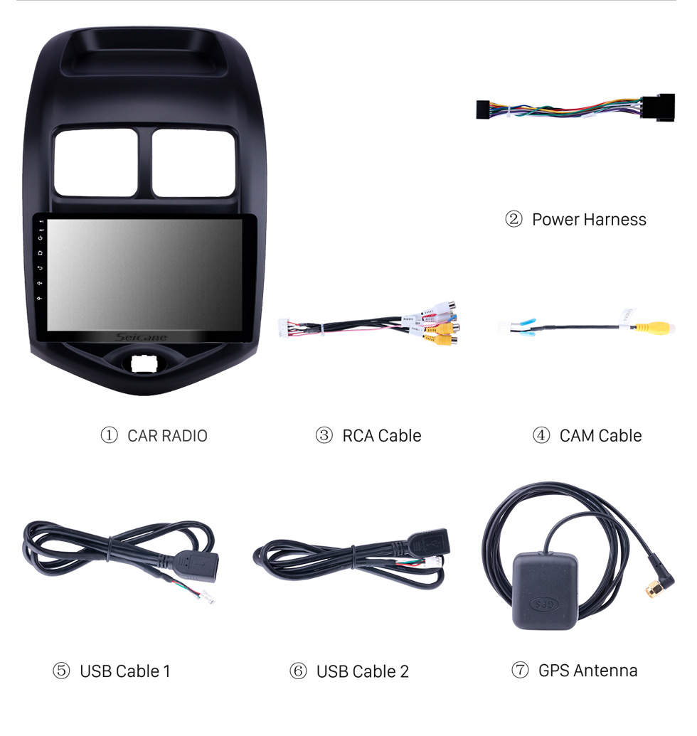 Seicane Rádio de navegação GPS com tela sensível ao toque OEM de 9 polegadas Android 10.0 para 2015-2018 chevy Chevrolet Spark Beat Daewoo Martiz com suporte para Bluetooth Carplay SWC DAB +