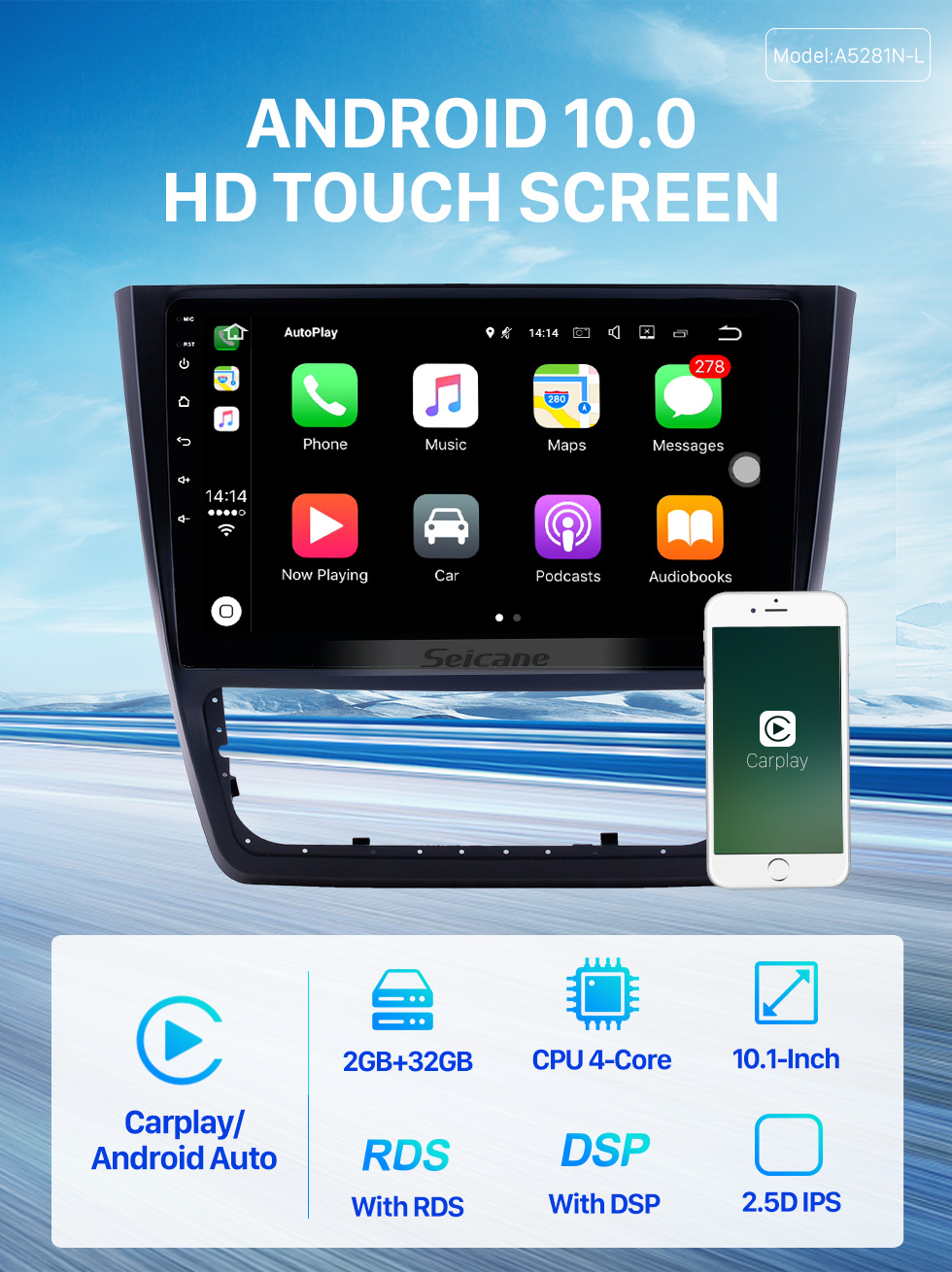 Seicane 10.1 inch 2014-2018 Skoda Yeti Android 10.0 GPS Navigation Radio Bluetooth HD Touchscreen AUX USB Carplay Seicane 10.1 inch 2014-2018 Skoda Yeti Android 10.0 GPS Navigation Radio Bluetooth HD Touchscreen AUX USB Carplay