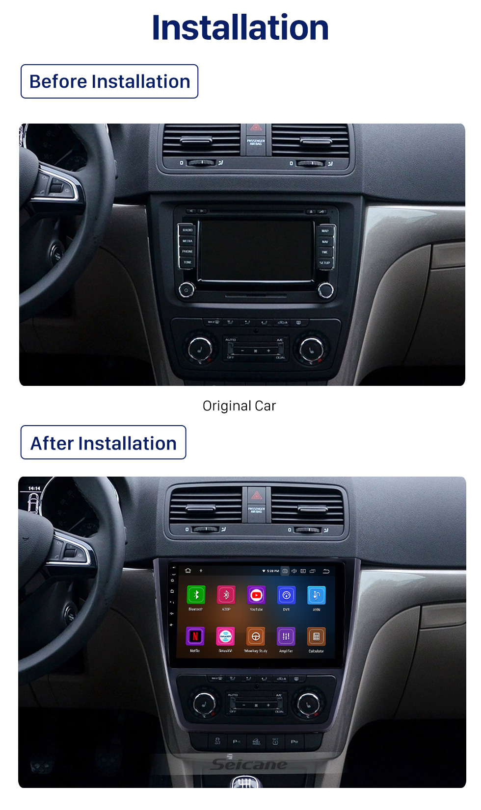 Seicane 10.1 inch 2014-2018 Skoda Yeti Android 10.0 GPS Navigation Radio Bluetooth HD Touchscreen AUX USB Carplay Seicane 10.1 inch 2014-2018 Skoda Yeti Android 10.0 GPS Navigation Radio Bluetooth HD Touchscreen AUX USB Carplay
