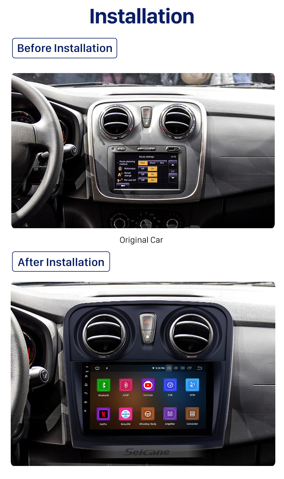 Seicane 2012-2017 Renault Dacia Sandero Android 10.0 9-Zoll-GPS-Navigationsradio Bluetooth HD Touchscreen Carplay-Unterstützung TPMS 1080P Seicane 2012-2017 Renault Dacia Sandero Android 10.0 9-Zoll-GPS-Navigationsradio Bluetooth HD Touchscreen Carplay-Unterstützung TPMS 1080P