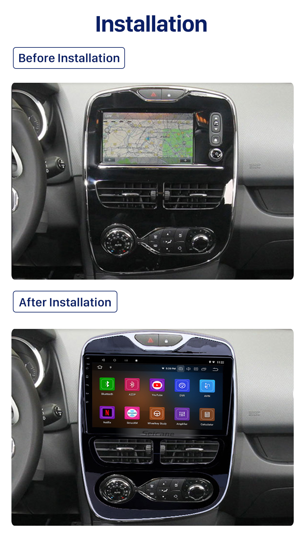 Seicane 10,1 дюйма 2012-2016 Renault Clio Цифровой / аналоговый (MT) Android 9.0 HD с сенсорным экраном Авто стерео GPS навигационная система Поддержка Bluetooth Автомобильная стереогарнитура 3G / 4G WIFI OBDII Управление видео рулевого колеса DVR Seicane 10,1 дюйма 2012-2016 Renault Clio Цифровой / аналоговый (MT) Android 9.0 HD с сенсорным экраном Авто стерео GPS навигационная система Поддержка Bluetooth Автомобильная стереогарнитура 3G / 4G WIFI OBDII Управление видео рулевого колеса DVR