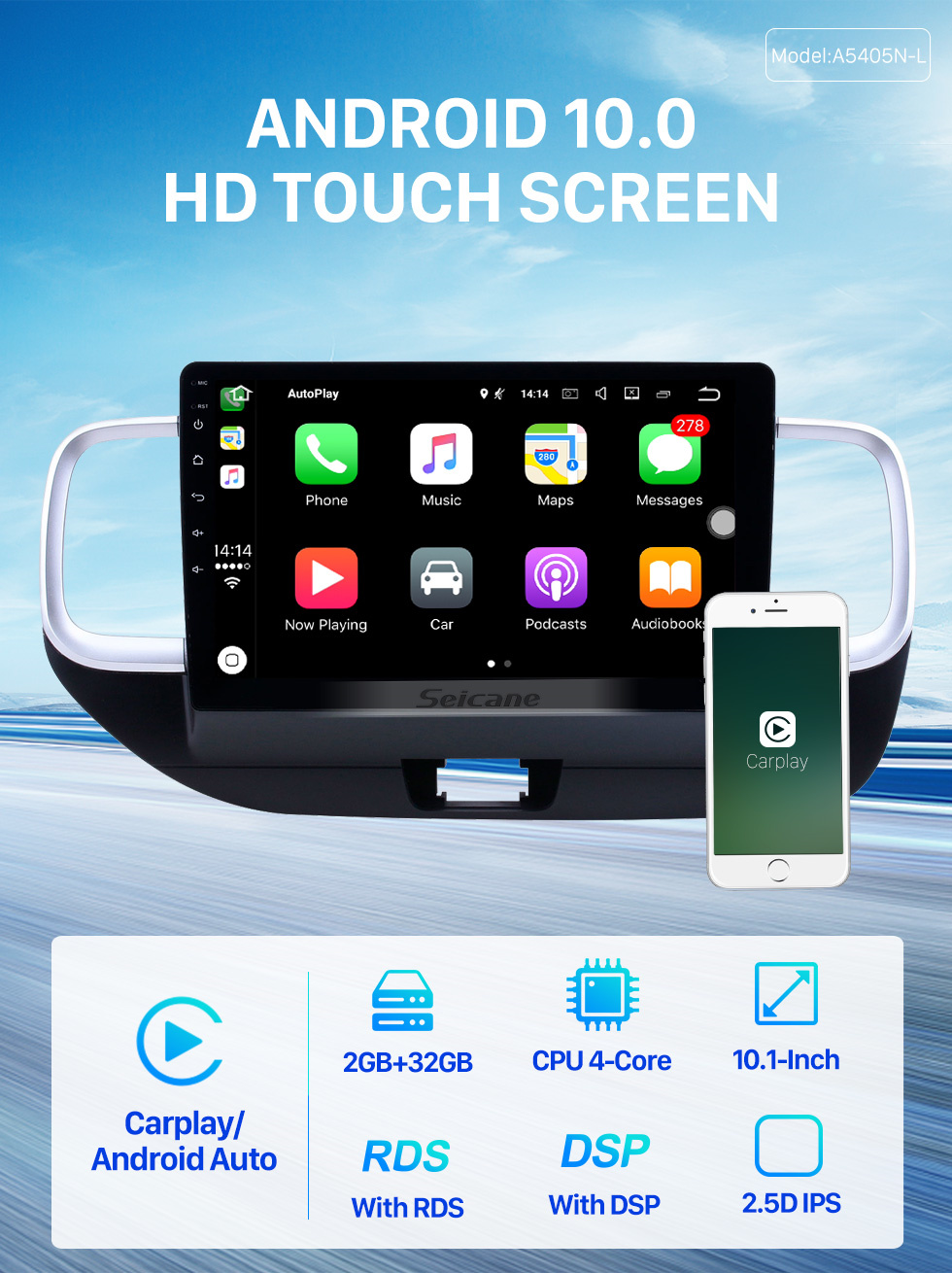Seicane 10,1 Zoll 2019 Hyundai Veranstaltungsort RHD Android 10.0 GPS-Navigationsradio Bluetooth HD Touchscreen Carplay Seicane 10,1 Zoll 2019 Hyundai Veranstaltungsort RHD Android 10.0 GPS-Navigationsradio Bluetooth HD Touchscreen Carplay