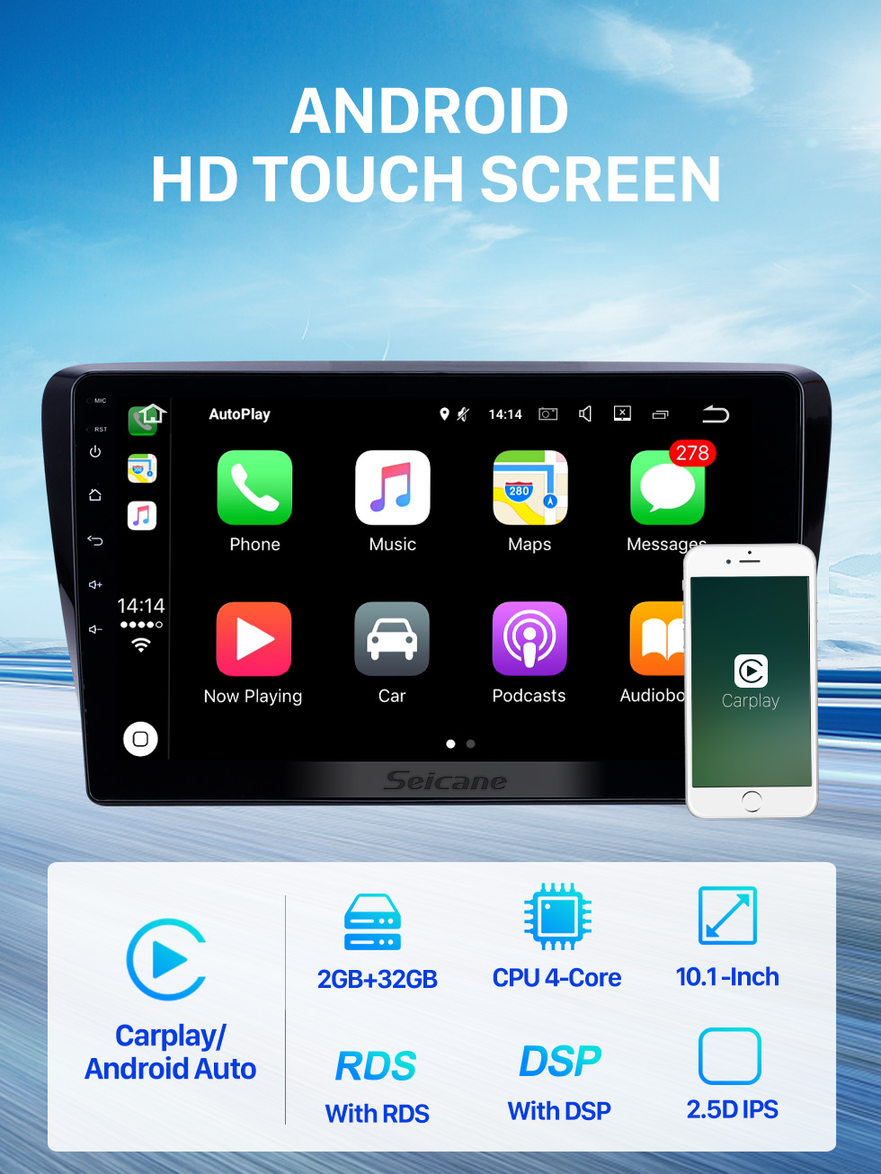 Seicane 9 Zoll HD Touchscreen für 2017 MG 3 Autostereo Android Auto mit DSP Car Audio System Unterstützung OBD2