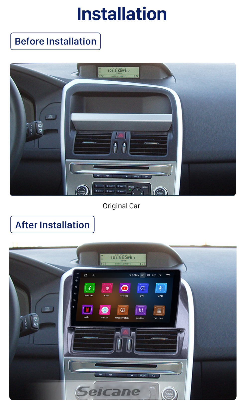 Seicane HD Touchscreen for 2008-2014 2015 2016 Volvo XC60 Radio Android 10.0 9 inch GPS Navigation Bluetooth WIFI Carplay support DVR DAB+ Seicane HD Touchscreen for 2008-2014 2015 2016 Volvo XC60 Radio Android 10.0 9 inch GPS Navigation Bluetooth WIFI Carplay support DVR DAB+