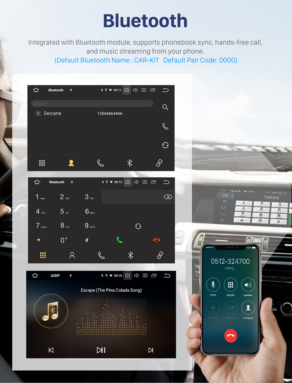 Seicane 10,1 pouces Android 10.0 pour 2002 2003 2004 Mercedes Benz Classe C W203 Radio Navigation GPS avec écran tactile HD Prise en charge Bluetooth Carplay DVR