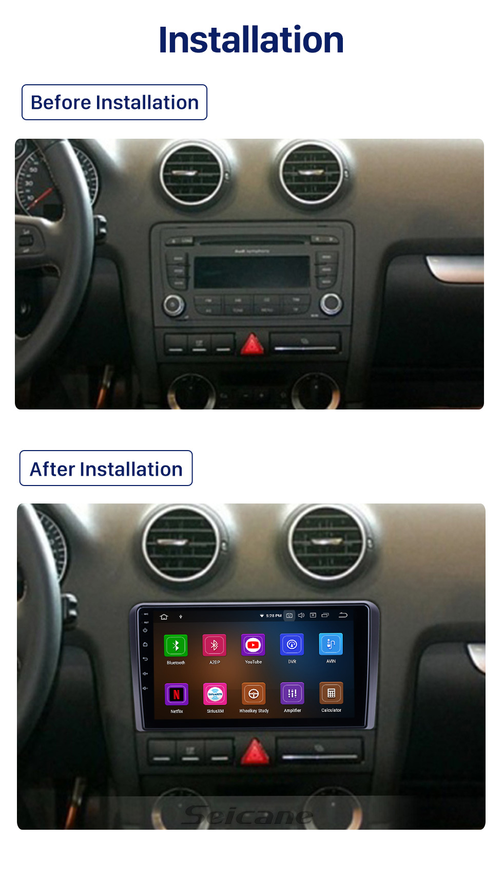 Seicane 9 Inch HD Touchscreen for 2008-2012 Audi A3 Autoradio Car Stereo with Bluetooth Car Radio Support Multiple OSD Languages Seicane 9 Inch HD Touchscreen for 2008-2012 Audi A3 Autoradio Car Stereo with Bluetooth Car Radio Support Multiple OSD Languages