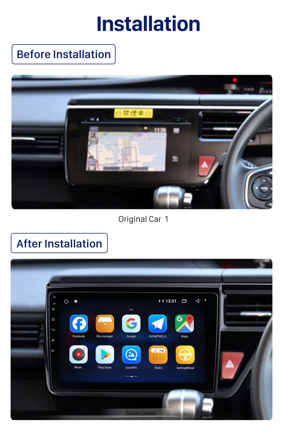 Seicane 10.1 inch Android 10.0 HD Touchscreen for 2015-2017 Honda Stepwgn RHD Radio GPS Navigation System with Bluetooth support Carplay