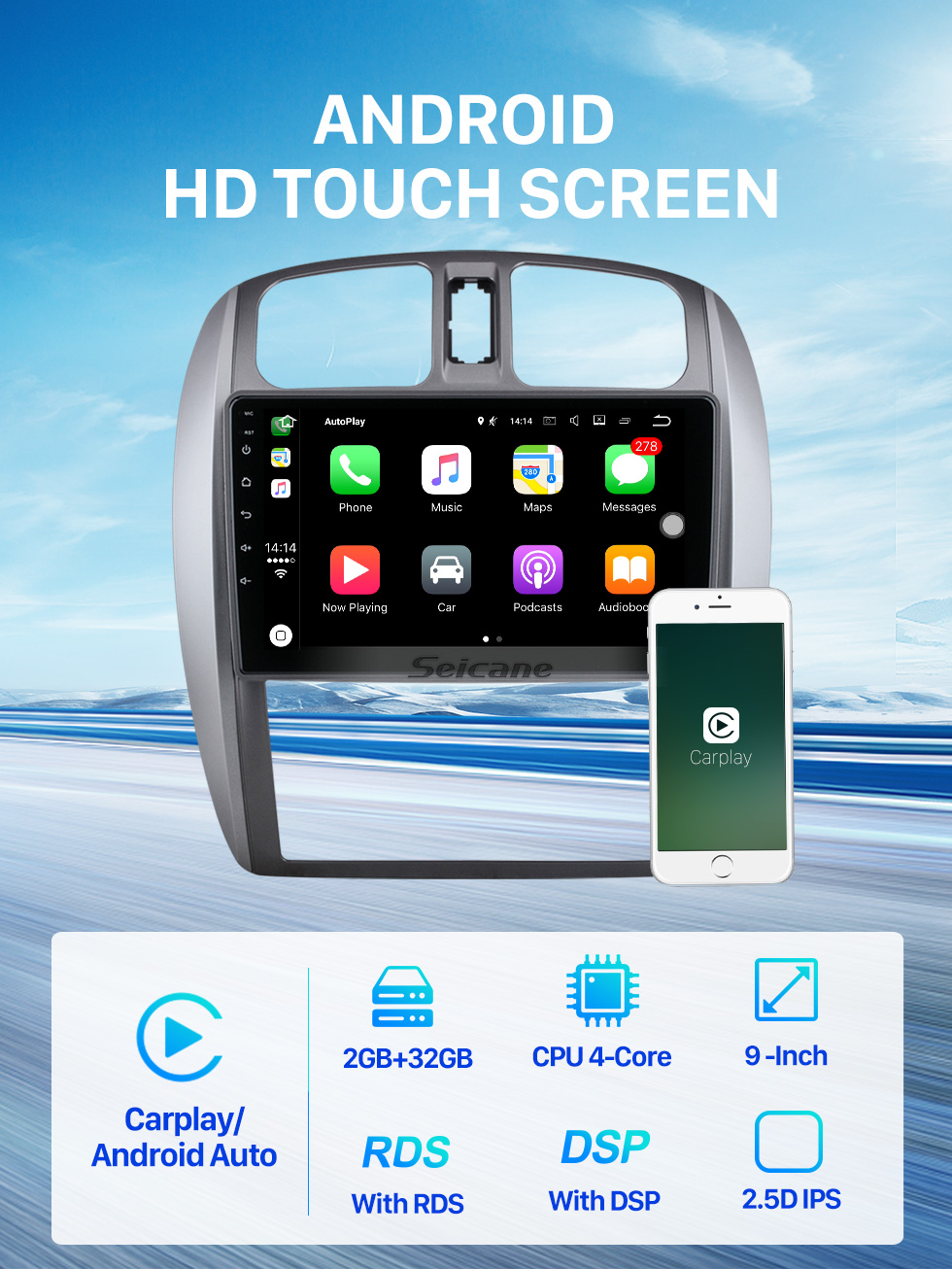 Seicane 9 Inch HD Touchscreen for 2002-2008 Mazda 323 09 FAW Haima Preema Ford Laser AUTO AC Autoradio Bluetooth Car Radio Support OBD2