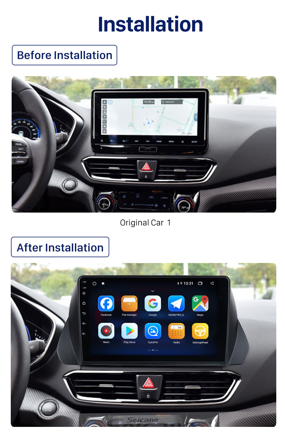 Seicane OEM 10.1 pouces Android 10.0 pour 2015 Nissan Patrol Radio Système de navigation GPS avec écran tactile HD Prise en charge Bluetooth Carplay OBD2 DVR TPMS