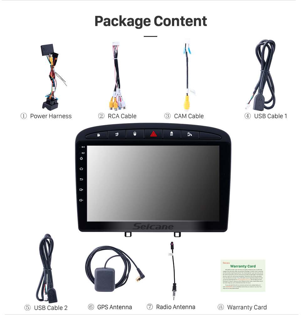 Seicane après marché Android 8.1 voiture stéréo pour 2010-2016 PEUGEOT 408 avec GPS Bluetooth voiture stéréo appui tête Ecran tactile Lien Miroir OBD2 3G WiFi Vidéo USB SD Seicane après marché Android 8.1 voiture stéréo pour 2010-2016 PEUGEOT 408 avec GPS Bluetooth voiture stéréo appui tête Ecran tactile Lien Miroir OBD2 3G WiFi Vidéo USB SD