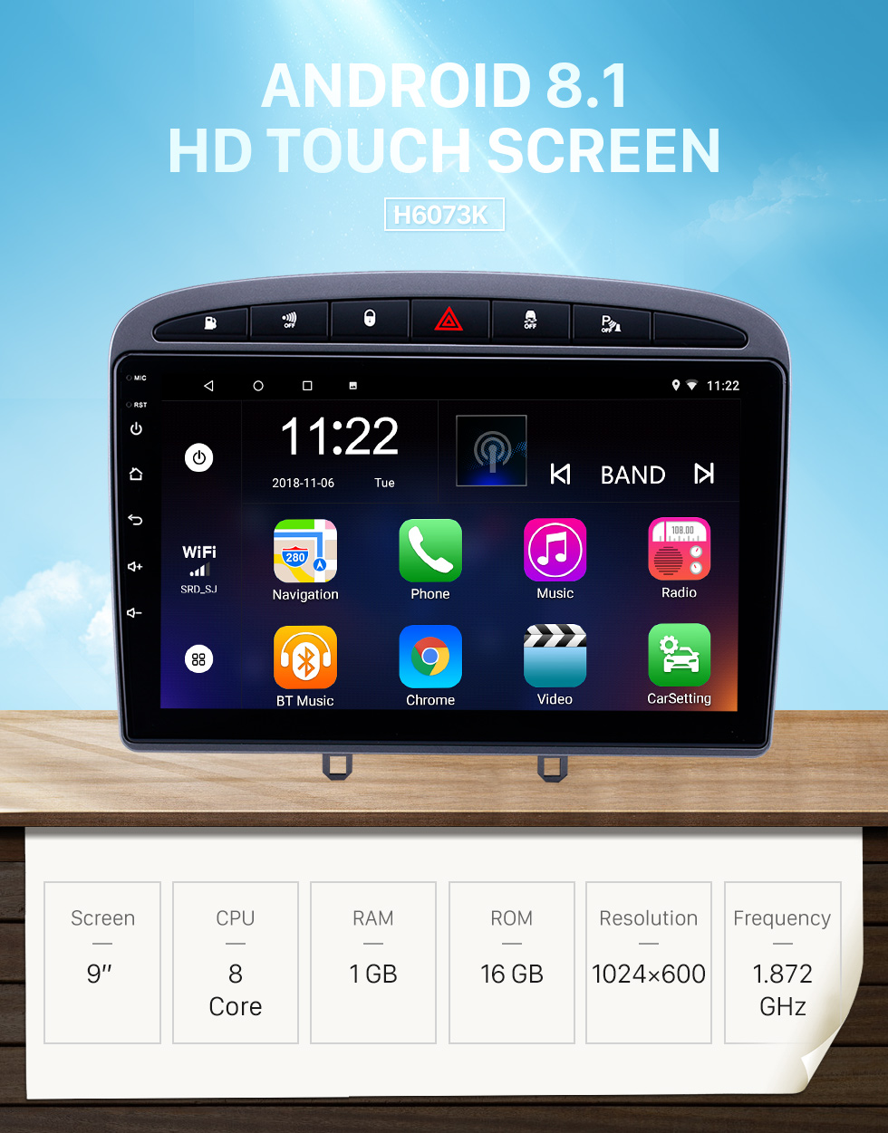 Seicane après marché Android 8.1 voiture stéréo pour 2010-2016 PEUGEOT 408 avec GPS Bluetooth voiture stéréo appui tête Ecran tactile Lien Miroir OBD2 3G WiFi Vidéo USB SD Seicane après marché Android 8.1 voiture stéréo pour 2010-2016 PEUGEOT 408 avec GPS Bluetooth voiture stéréo appui tête Ecran tactile Lien Miroir OBD2 3G WiFi Vidéo USB SD