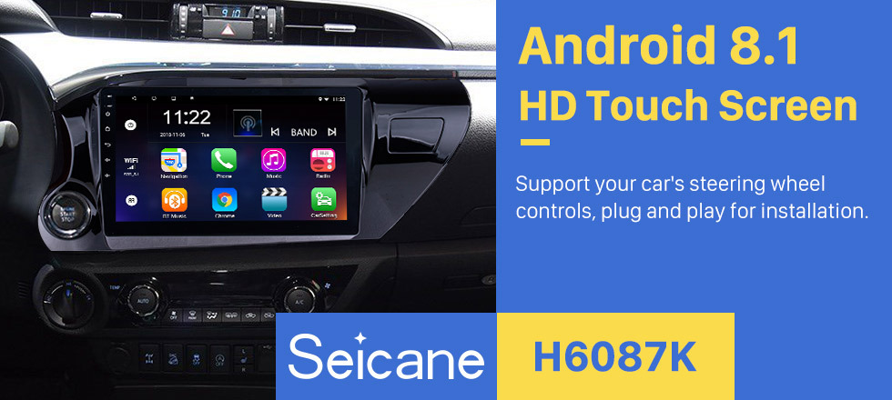 Seicane Radio con pantalla táctil Android 8.1 HD de 10.1 pulgadas para 2016 2017 2018 TOYOTA HILUX Controlador de mano izquierda con sistema GPS GPS Navi USB FM Control del volante Soporte DVR Cámara de visión trasera OBD Seicane Radio con pantalla táctil Android 8.1 HD de 10.1 pulgadas para 2016 2017 2018 TOYOTA HILUX Controlador de mano izquierda con sistema GPS GPS Navi USB FM Control del volante Soporte DVR Cámara de visión trasera OBD
