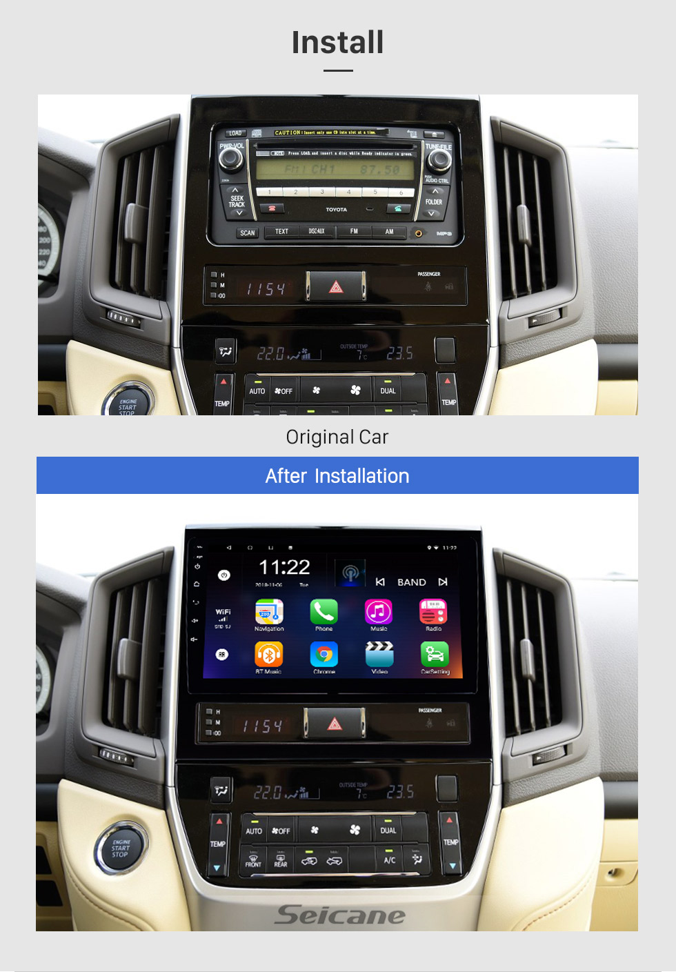 Seicane 9 Inch Android 8.1 Touch Screen radio Bluetooth GPS Navigation system For 2016 Toyota Land Cruiser 200 support TPMS DVR OBD II USB SD 3G WiFi Rear camera Steering Wheel Control HD 1080P Video AUX Seicane 9 Inch Android 8.1 Touch Screen radio Bluetooth GPS Navigation system For 2016 Toyota Land Cruiser 200 support TPMS DVR OBD II USB SD 3G WiFi Rear camera Steering Wheel Control HD 1080P Video AUX