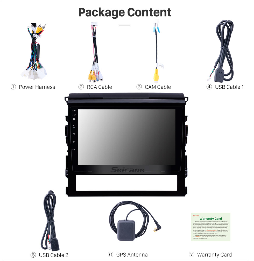 Seicane 9 Inch Android 8.1 Touch Screen radio Bluetooth GPS Navigation system For 2016 Toyota Land Cruiser 200 support TPMS DVR OBD II USB SD 3G WiFi Rear camera Steering Wheel Control HD 1080P Video AUX Seicane 9 Inch Android 8.1 Touch Screen radio Bluetooth GPS Navigation system For 2016 Toyota Land Cruiser 200 support TPMS DVR OBD II USB SD 3G WiFi Rear camera Steering Wheel Control HD 1080P Video AUX
