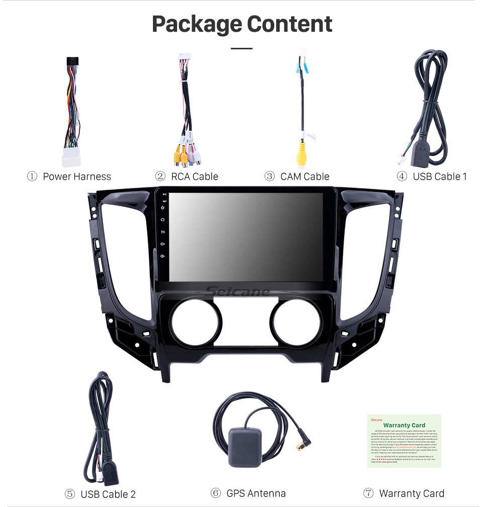Seicane 2015 Mitsubishi TRITON (MT) Android 8.1 Autoradio 9-Zoll-HD-Touchscreen GPS-Navigationssystem Haupteinheit mit USB-Spiegelverbindung FM-Musik Bluetooth WIFI-Unterstützung SWC Carplay-Rückfahrkamera-Digital-TV Seicane 2015 Mitsubishi TRITON (MT) Android 8.1 Autoradio 9-Zoll-HD-Touchscreen GPS-Navigationssystem Haupteinheit mit USB-Spiegelverbindung FM-Musik Bluetooth WIFI-Unterstützung SWC Carplay-Rückfahrkamera-Digital-TV