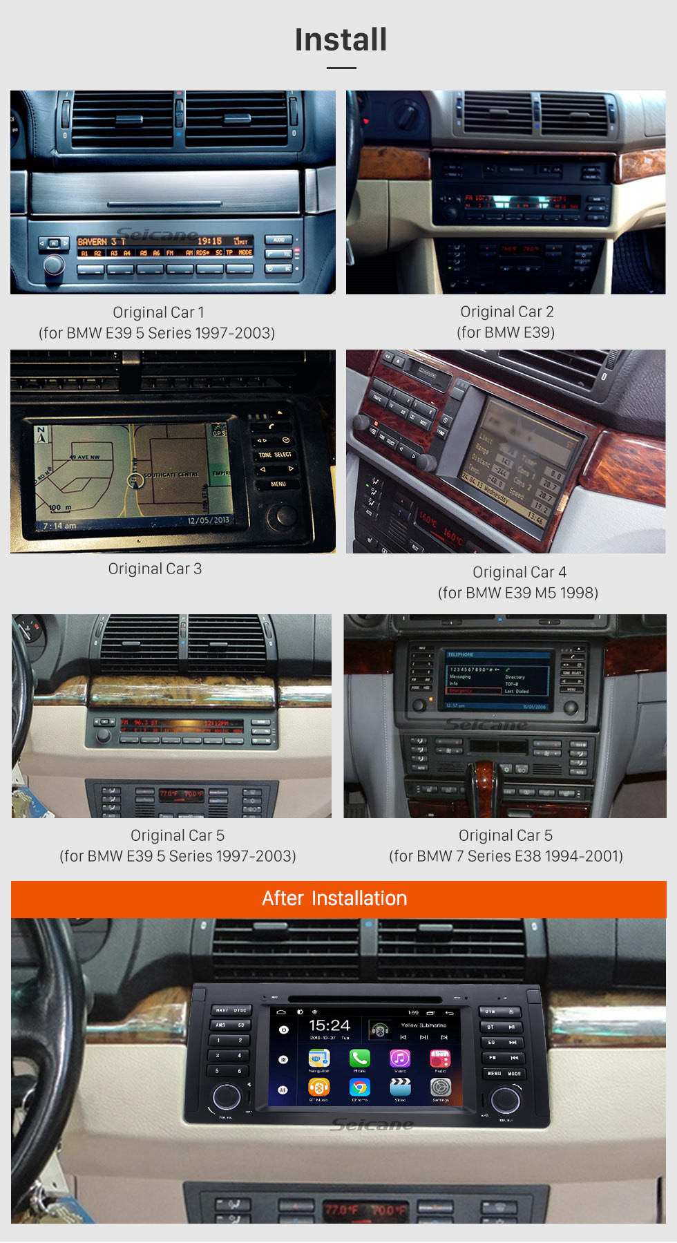 Seicane 7 inch Android 8.1 Muti-touch Screen autoradio DVD Player for 2000-2007 BMW X5 E53 3.0i 3.0d 4.4i 4.6is 4.8is 1996-2003 BMW 5 Series E39 with GPS Navigation Audio system Canbus Bluetooth WIFI Mirror Link USB 1080P DVR Seicane 7 inch Android 8.1 Muti-touch Screen autoradio DVD Player for 2000-2007 BMW X5 E53 3.0i 3.0d 4.4i 4.6is 4.8is 1996-2003 BMW 5 Series E39 with GPS Navigation Audio system Canbus Bluetooth WIFI Mirror Link USB 1080P DVR