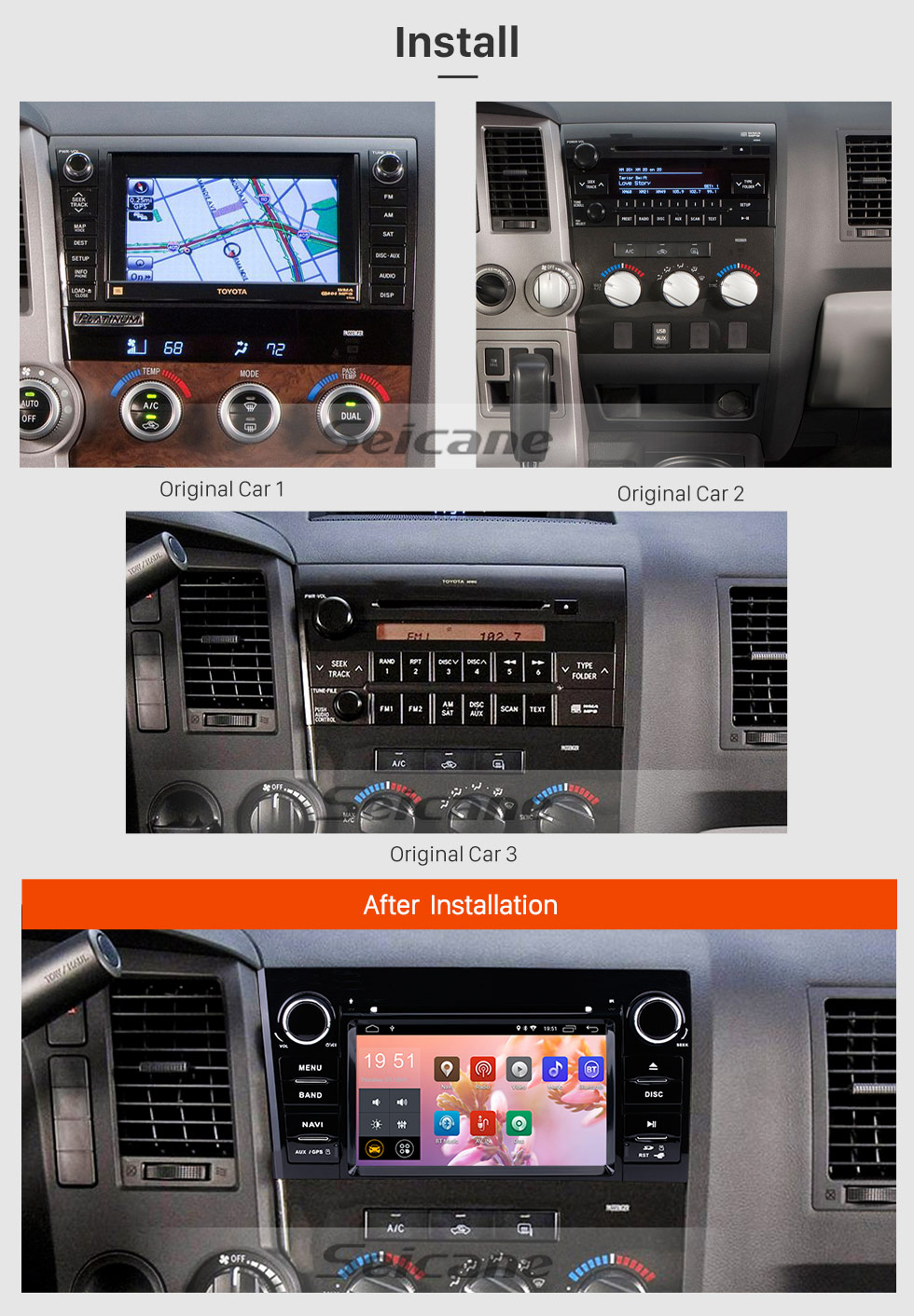 Seicane 7-дюймовый Android 8.1 с сенсорным экраном GPS-навигация Радио для 2008-2015 Toyota Sequoia / 2006-2013 Tundra с поддержкой Bluetooth WIFI Carplay SWC TPMS Seicane 7-дюймовый Android 8.1 с сенсорным экраном GPS-навигация Радио для 2008-2015 Toyota Sequoia / 2006-2013 Tundra с поддержкой Bluetooth WIFI Carplay SWC TPMS