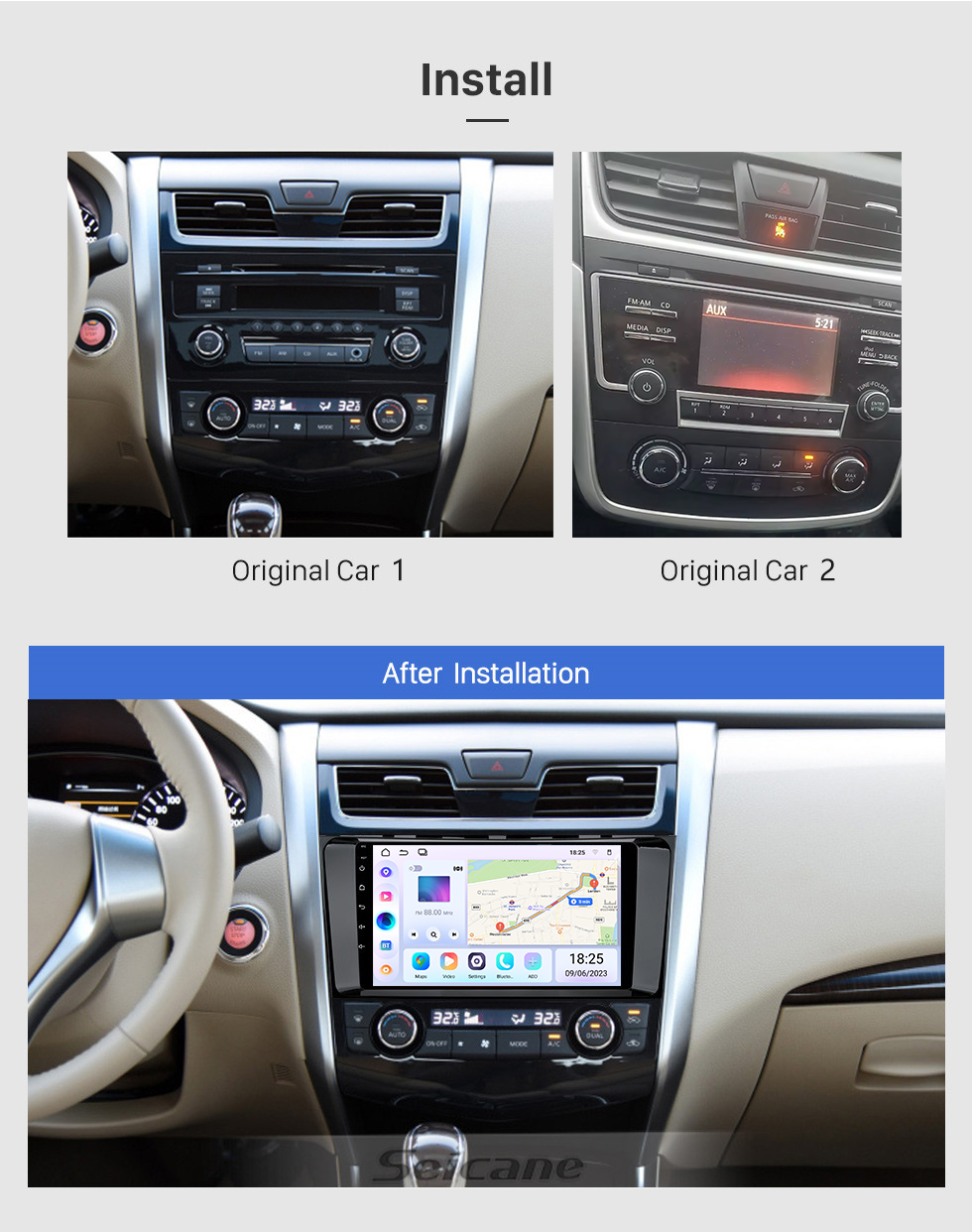 Seicane Para NISSAN Teana 2013-2018 Rádio Android 13.0 HD Touchscreen Sistema de navegação GPS de 9 polegadas com WIFI Bluetooth, suporte Carplay DVR Seicane Para NISSAN Teana 2013-2018 Rádio Android 13.0 HD Touchscreen Sistema de navegação GPS de 9 polegadas com WIFI Bluetooth, suporte Carplay DVR