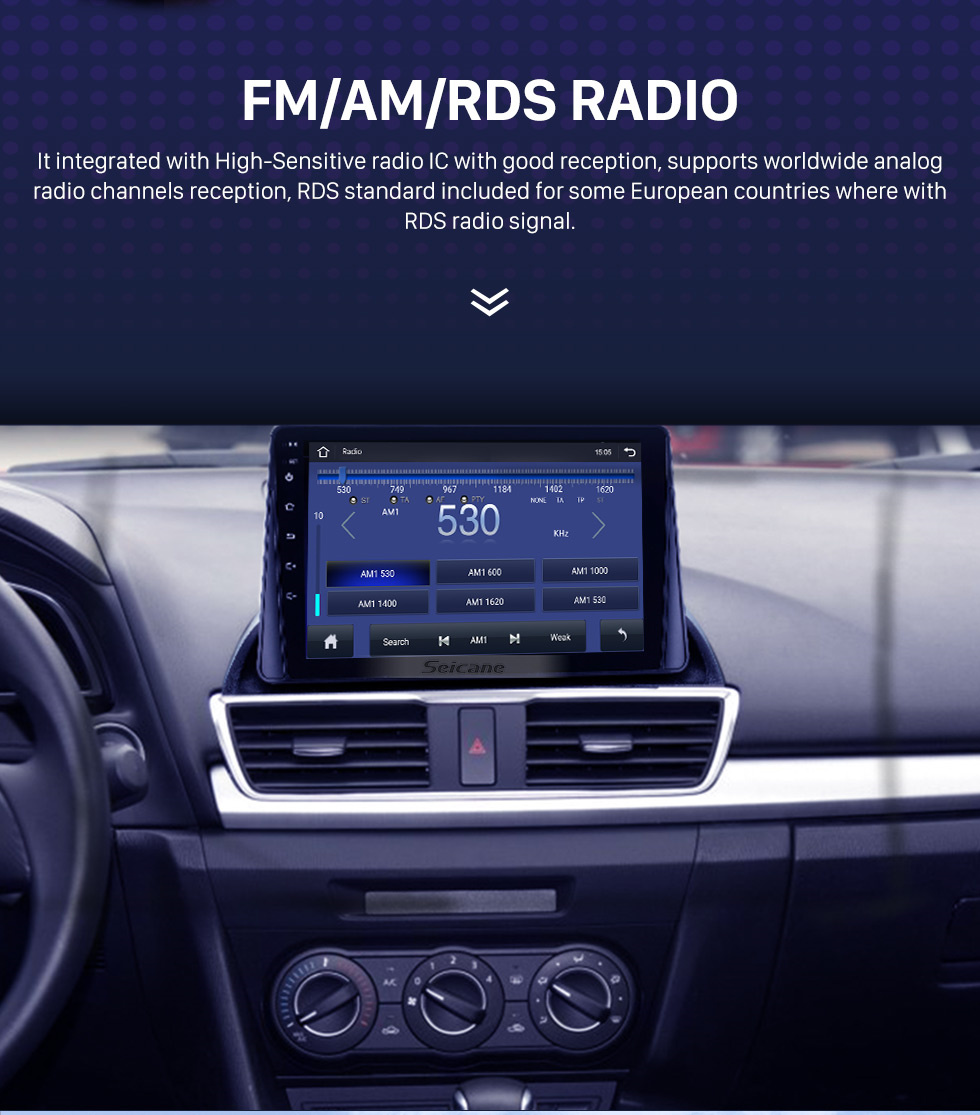Seicane 9 pouces Android 10.0 pour Mazda 3 Axela Système de navigation GPS stéréo avec Bluetooth touch Carplay