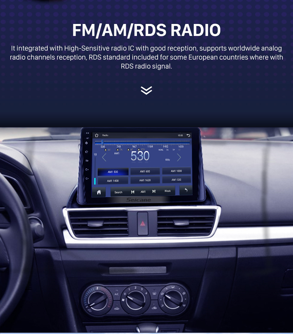 Seicane 9 pulgadas Android 10.0 para Mazda 3 Axela Sistema de navegación GPS estéreo con Bluetooth touch Carplay