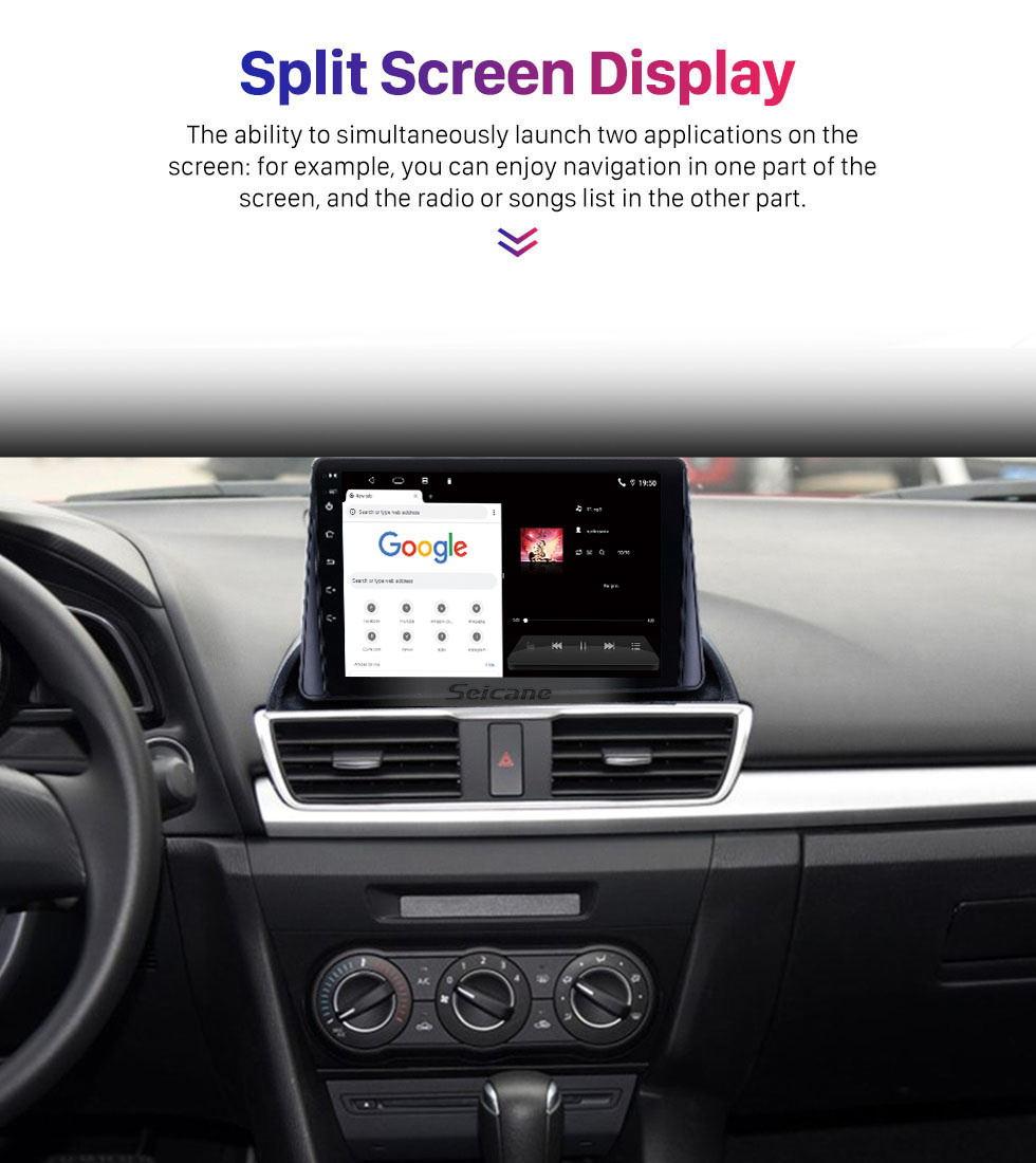 Seicane 9 pulgadas Android 10.0 para Mazda 3 Axela Sistema de navegación GPS estéreo con Bluetooth touch Carplay